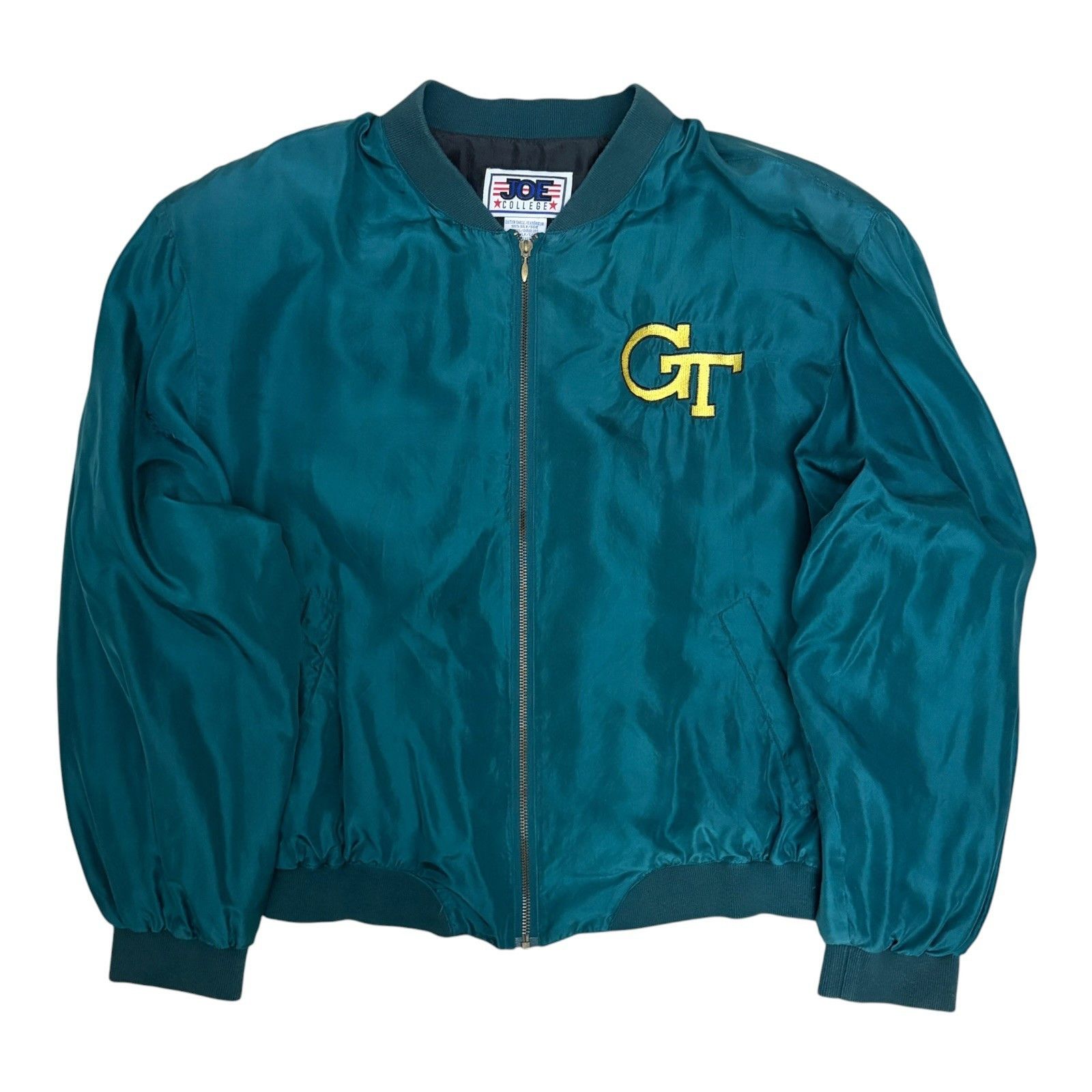 NCAA RARE 80s SILK GEORGIA TECH NCAA Sukajan Bomber Jacket Large Size US L / EU 52-54 / 3 - 2 Thumbnail