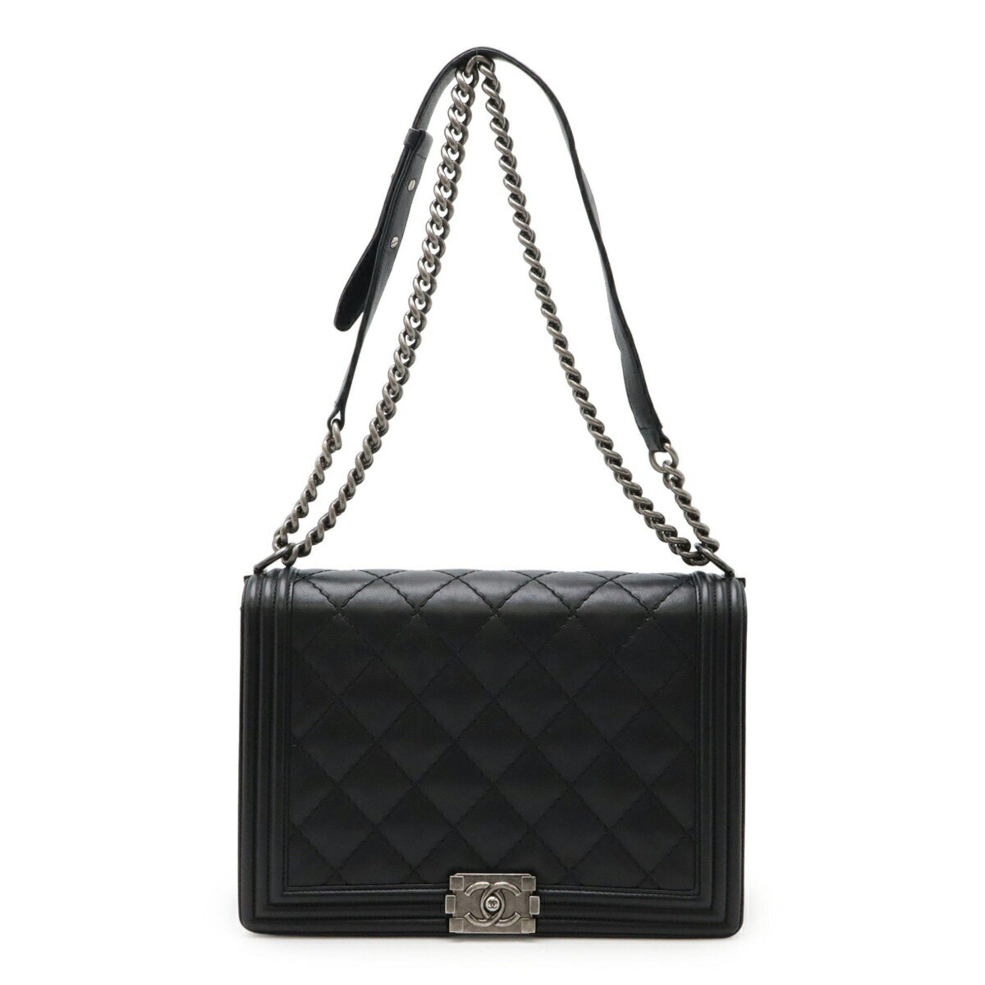 Chanel CHANEL Boy Chanel 30 Large Matelasse Coco Mark Chain Bag Shoulder Calfskin Black A92193 Size ONE SIZE - 1 Thumbnail