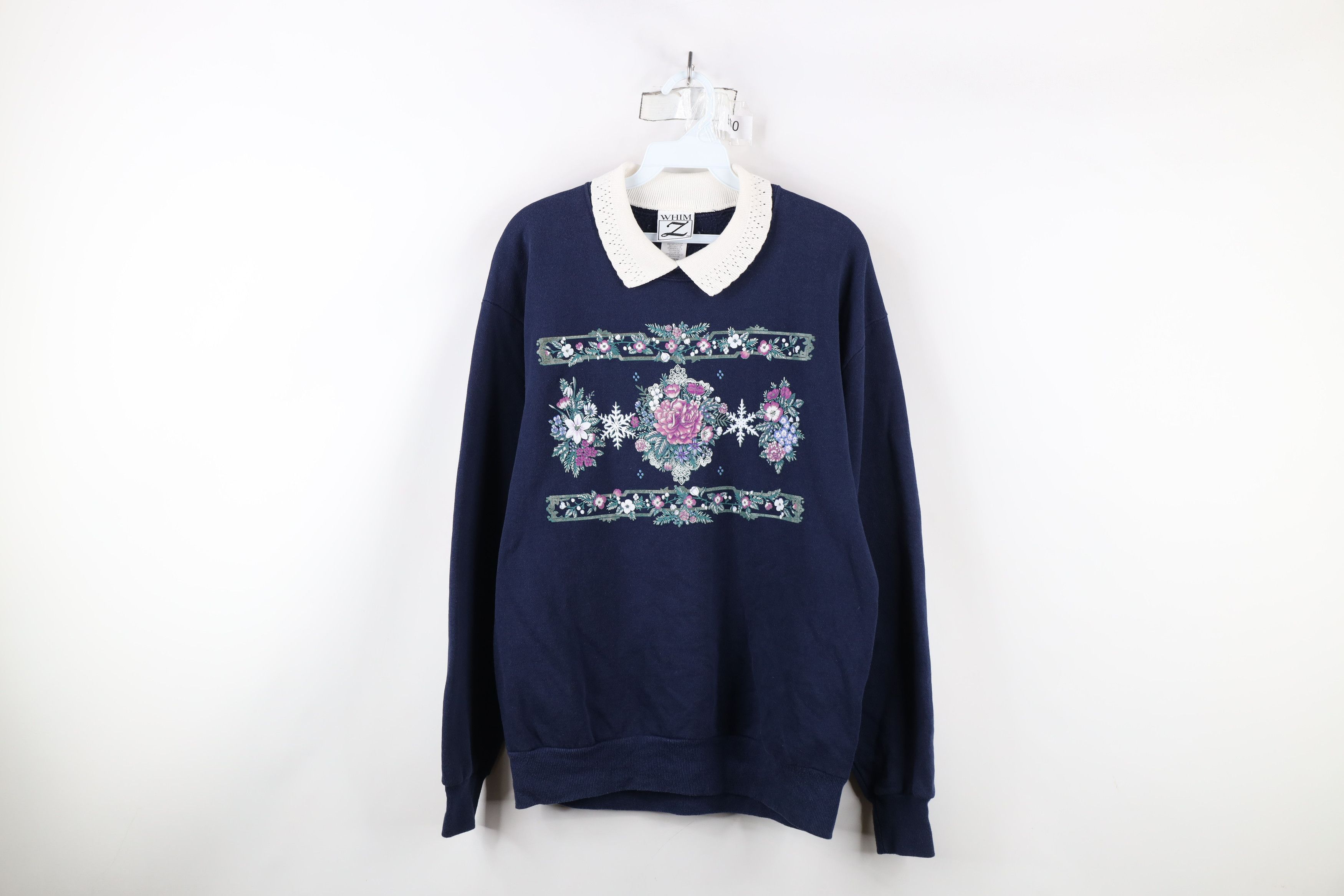 Vintage Vintage 90s Streetwear Snowflake Collared Sweatshirt USA Size M / US 6-8 / IT 42-44 - 1 Thumbnail