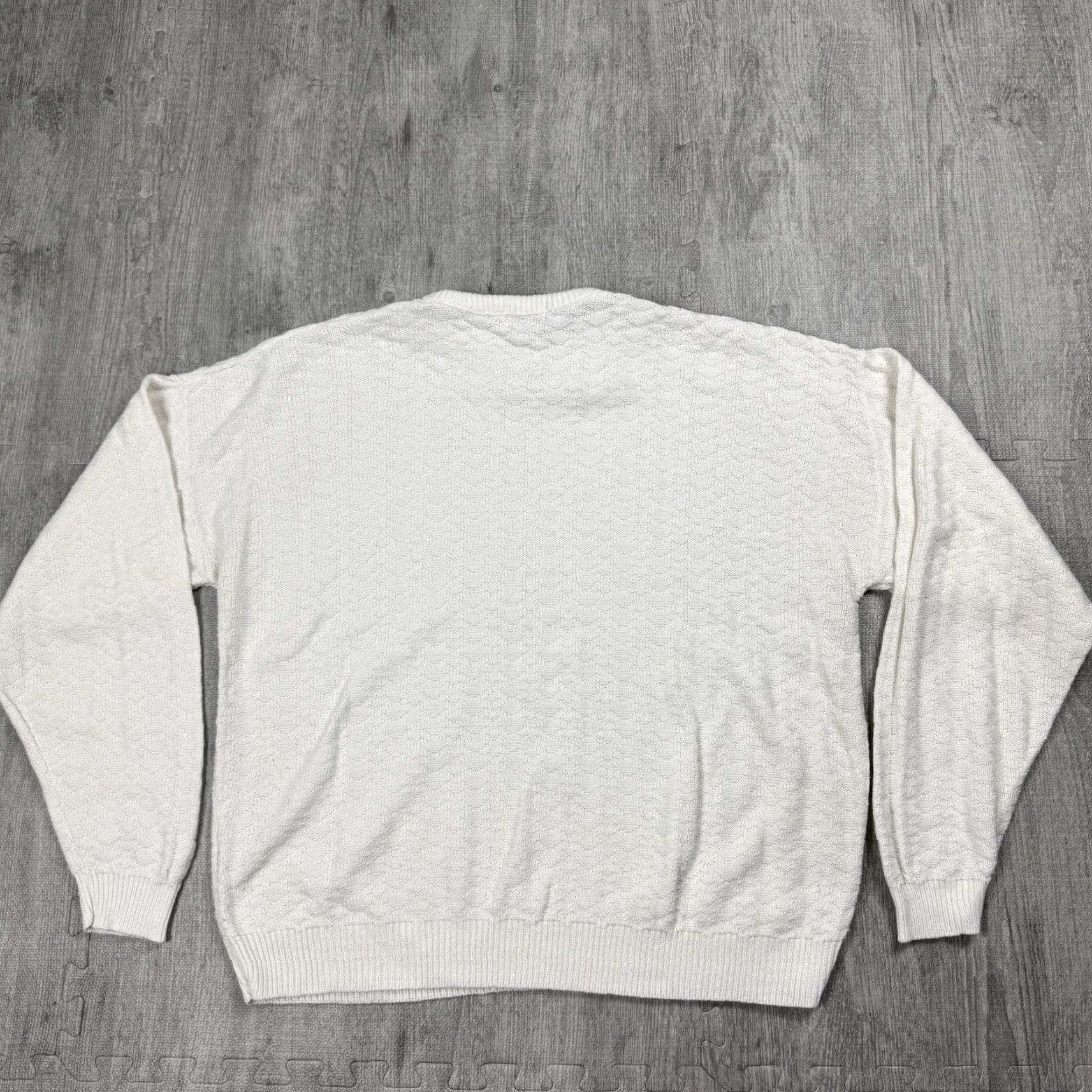 Vintage VINTAGE 80s Pure White Textured Knit Pullover Sweater Acrylic XL Mens Size XL / US 12-14 / IT 48-50 - 5 Thumbnail