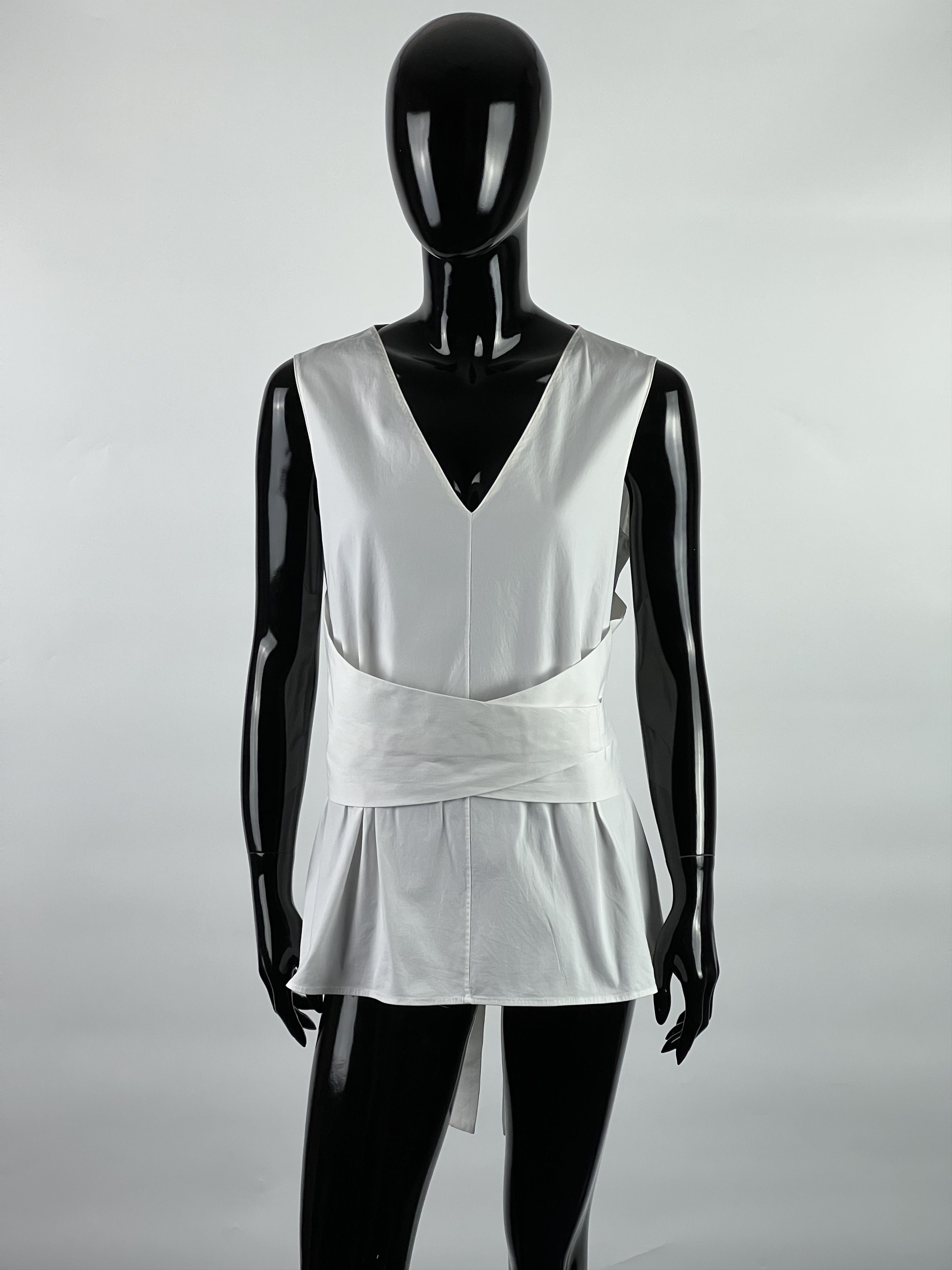 The Row The Row White Cotton Sleeveless Belted Blouse Size L / US 10 / IT 46 - 1 Thumbnail