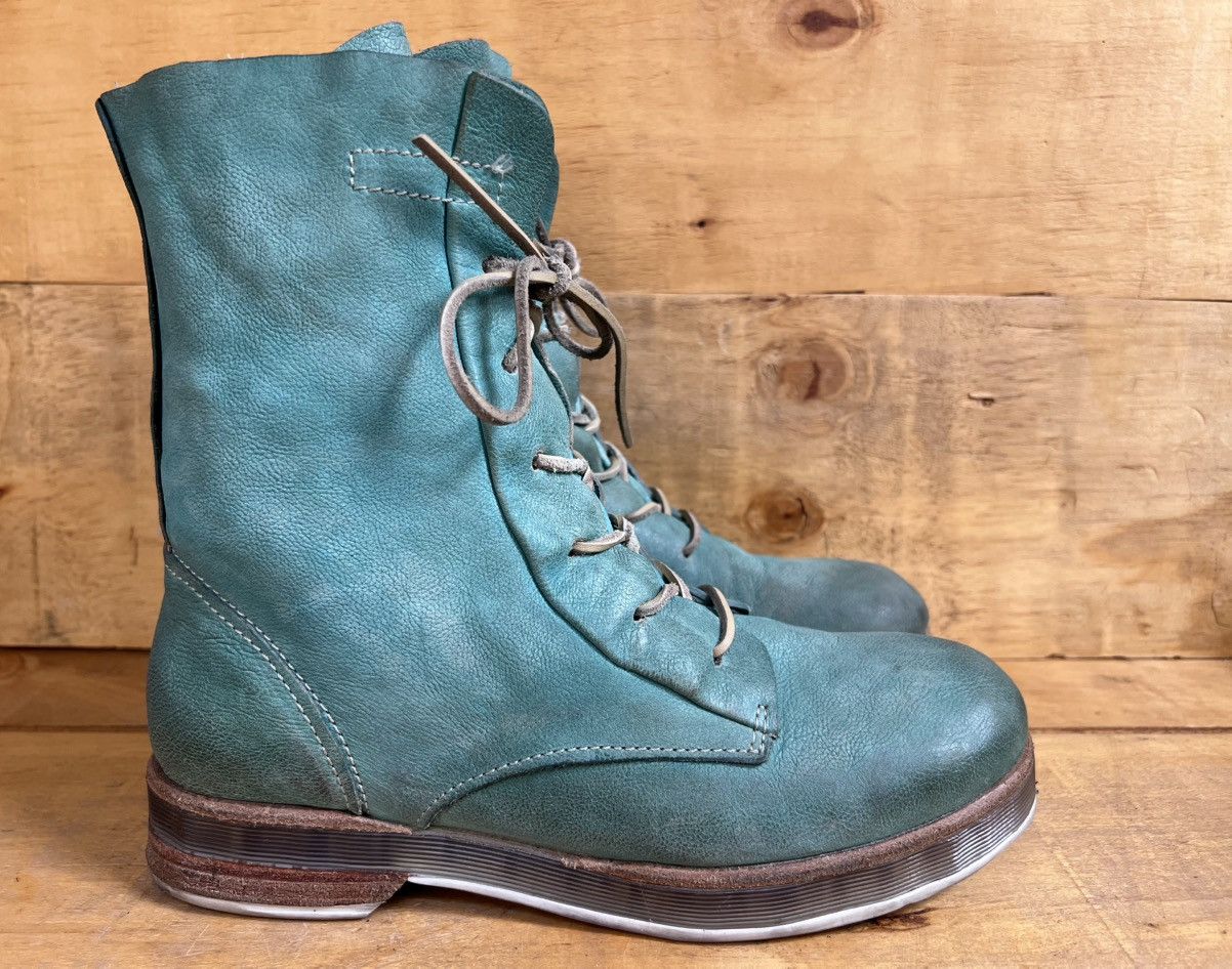 A.S.98 Airstep AS98 Green Leather Biker Ankle Boots Size US 10 / IT 40 - 3 Thumbnail