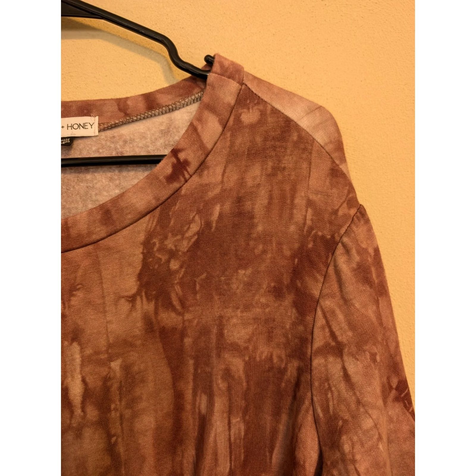 Pinko Thyme & Honey Blouse XL Long Sleeve Burnt Pink Tie Dyed Rayon Size XL / US 12-14 / IT 48-50 - 3 Thumbnail