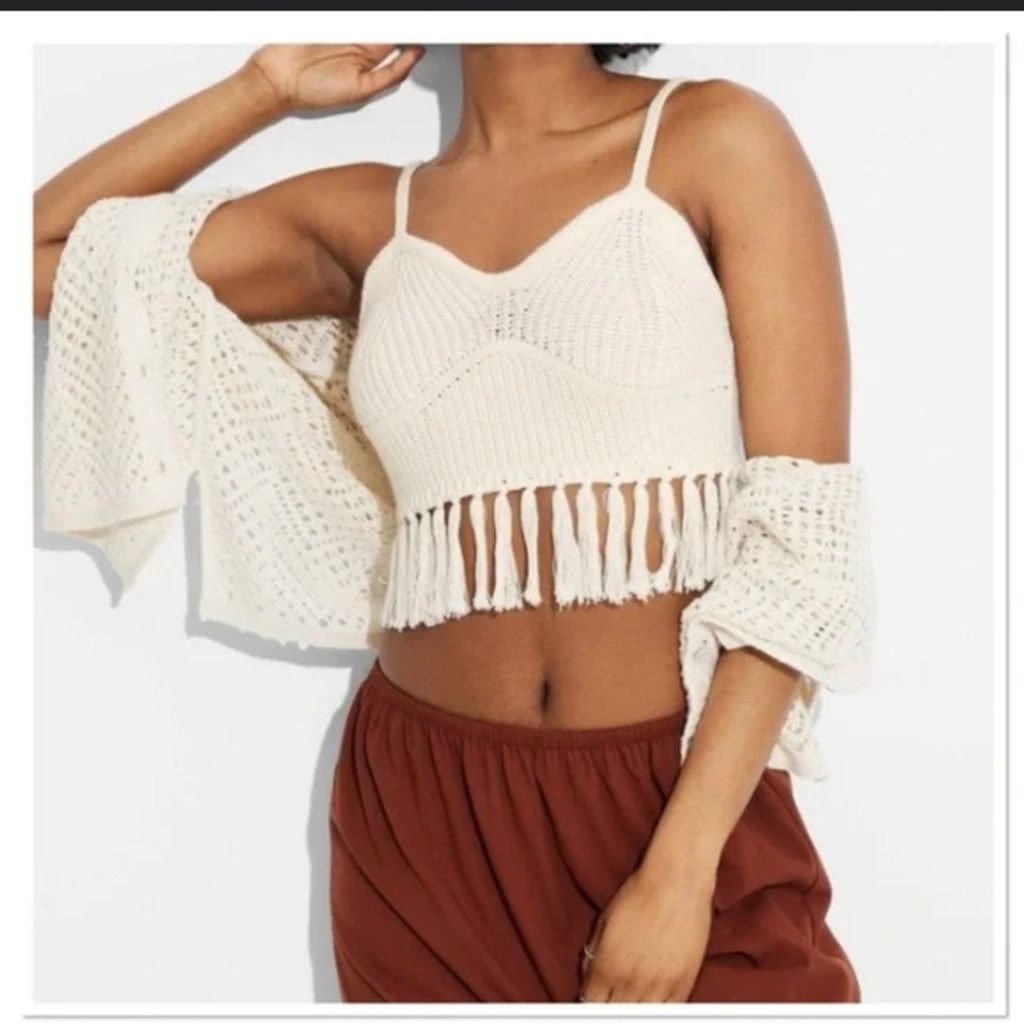 Other NWT Wild Fable Crochet Knit Crop Top Size M / US 6-8 / IT 42-44 - 2 Thumbnail