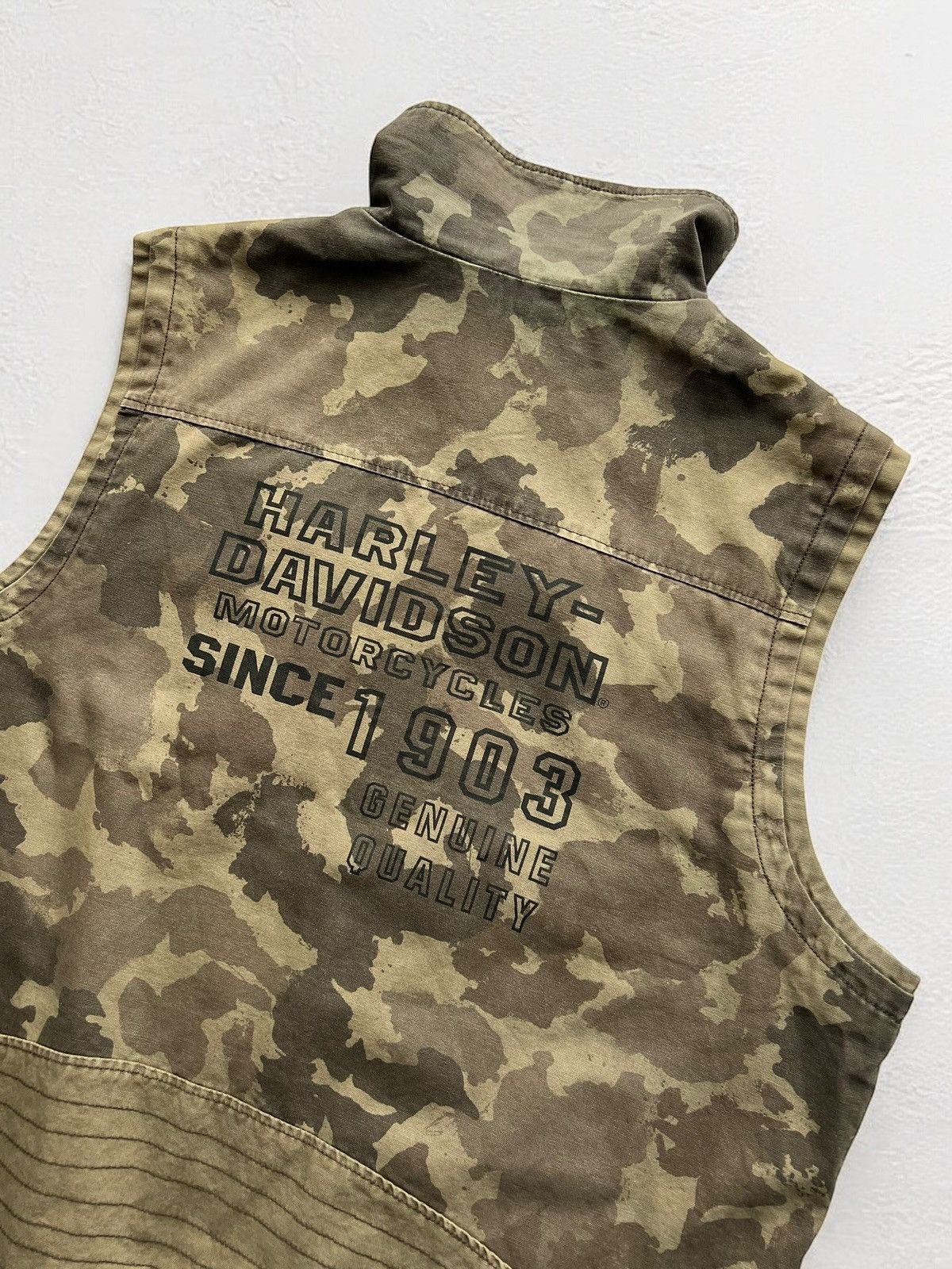Harley Davidson × Vintage HARLEY DAVIDSON MILITARY VEST CAMO USA DENIM CORDURA Size US XL / EU 56 / 4 - 2 Thumbnail