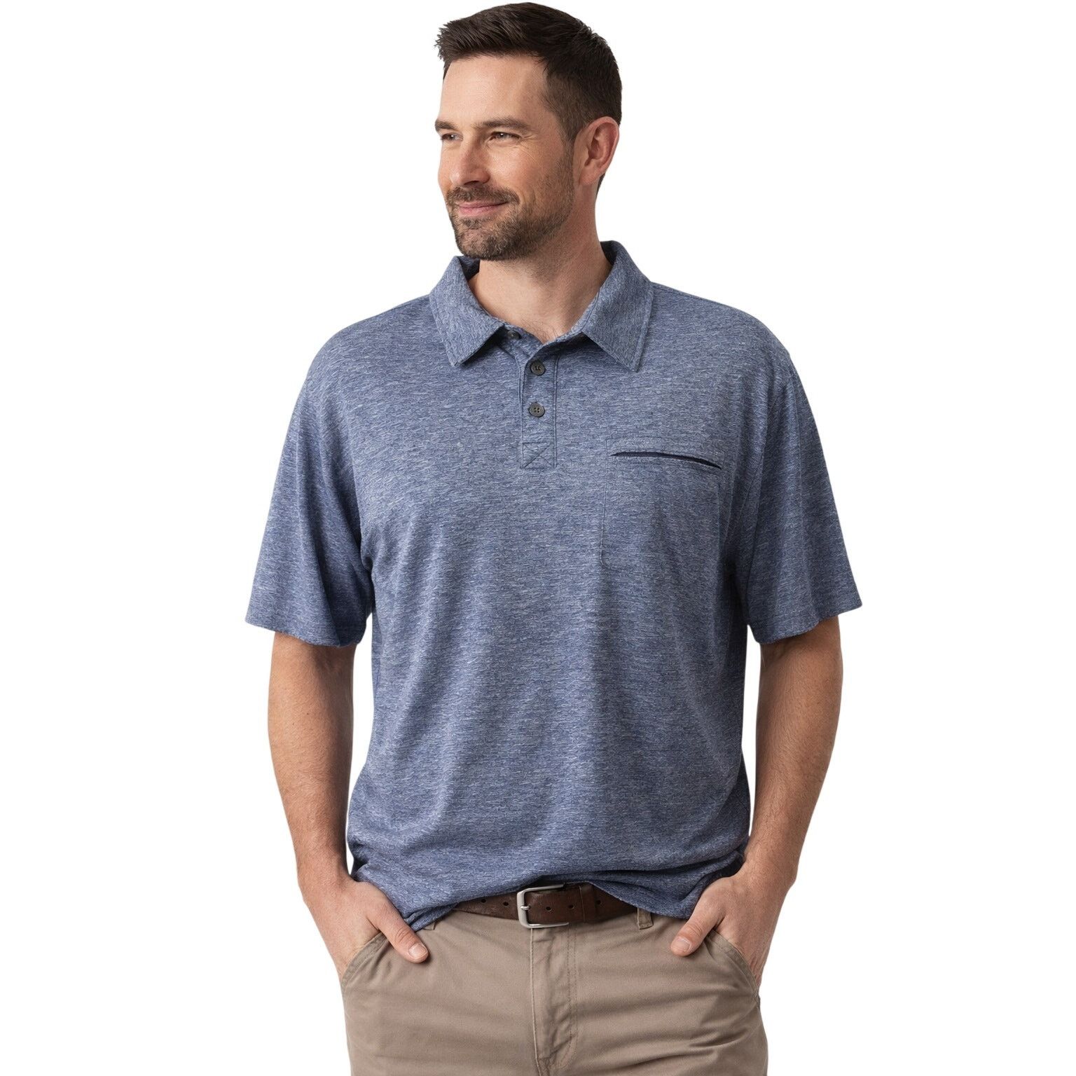 Duluth Trading Company Duluth Trading Mens XL Blue Heather Performance Polo Shirt Size US XL / EU 56 / 4 - 1 Thumbnail