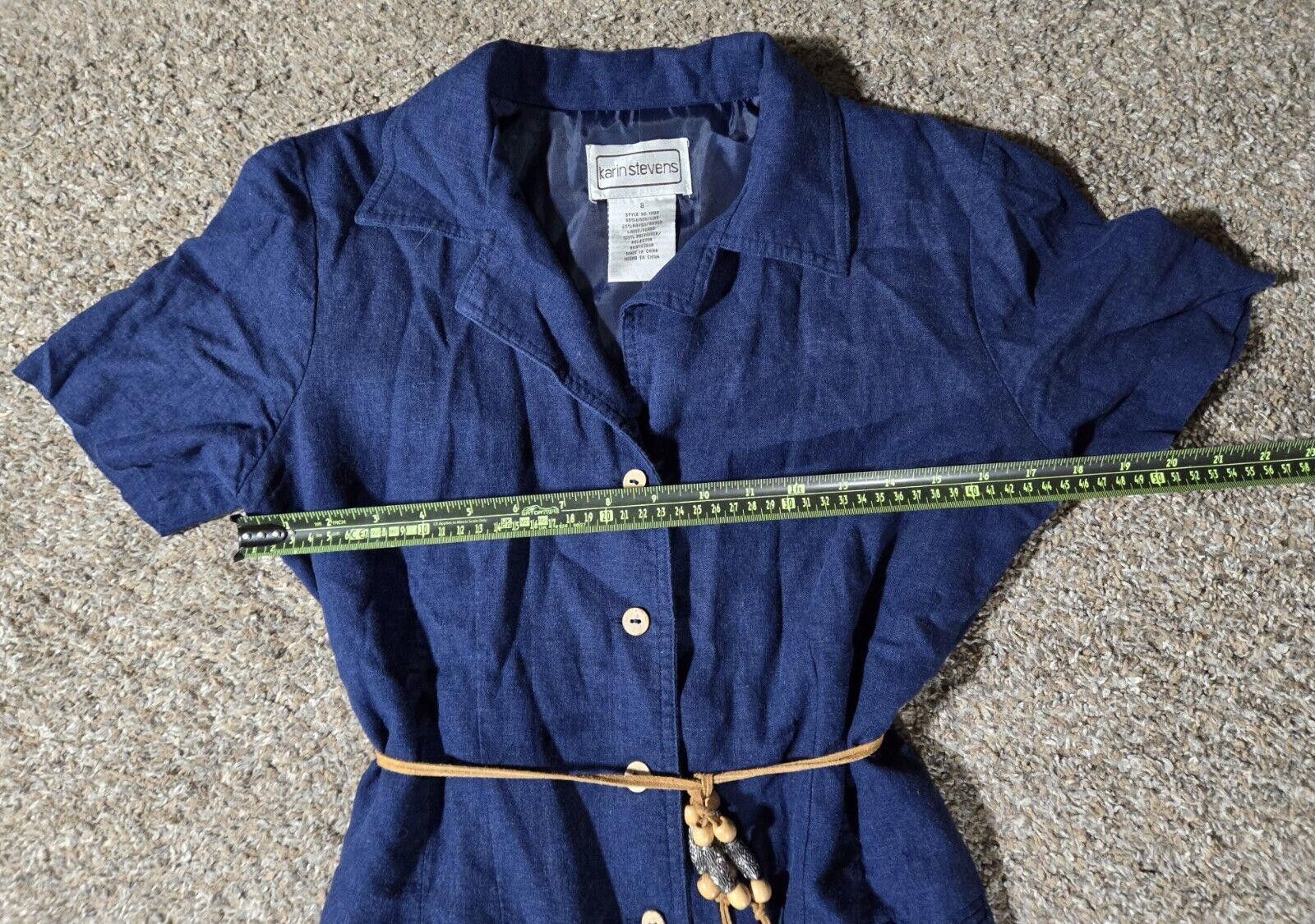 Designer Karin Stevens Vintage Button Dress With Belt sz 8 Size M / US 6-8 / IT 42-44 - 6 Thumbnail