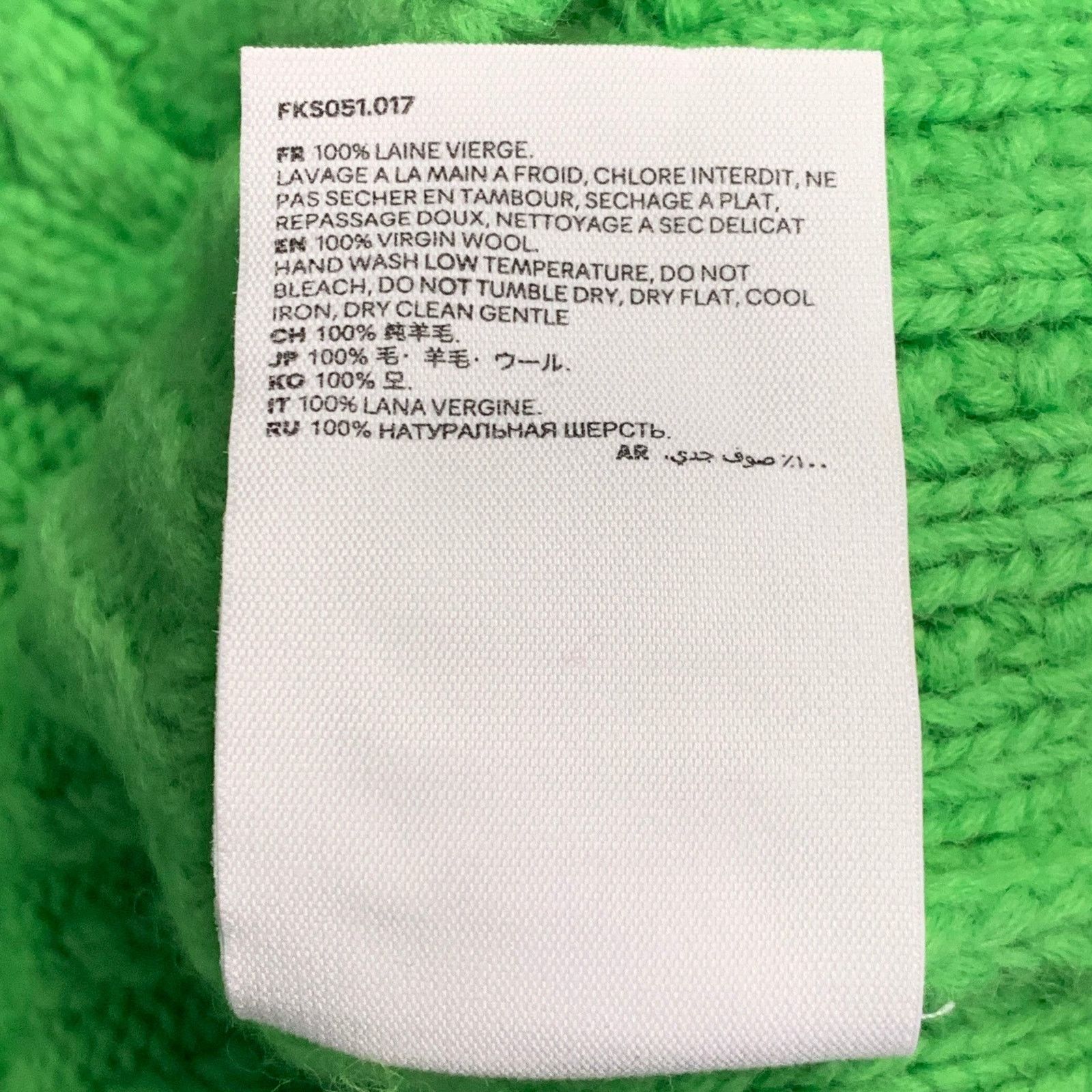 AMI Size M Lime Green Wool Cable Knit Cropped Sweater Size M / US 6-8 / IT 42-44 - 7 Thumbnail