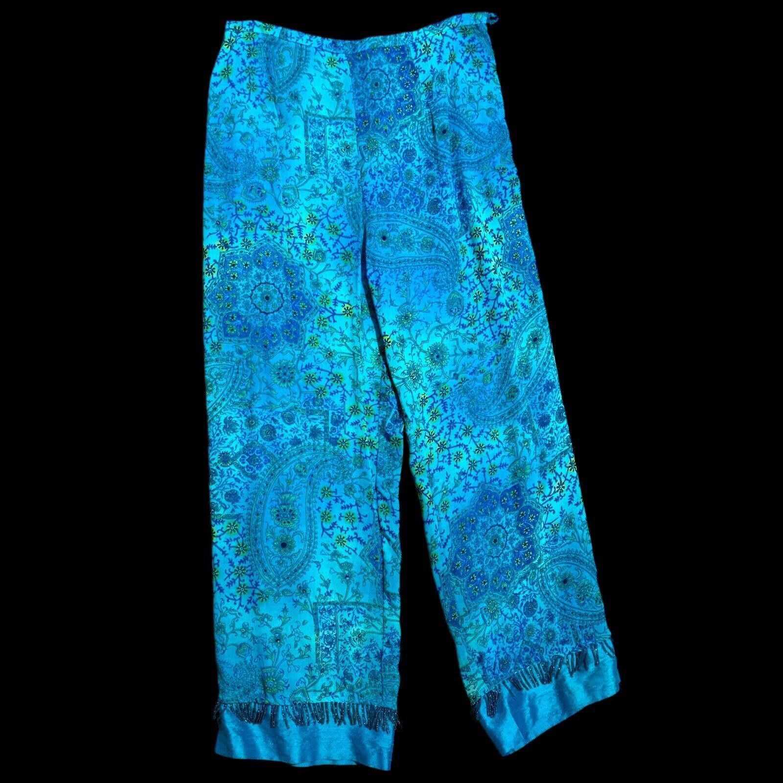Designer NEW Vintage Lucia Lukken Sz 10 / Beaded Fringe Trim Pants Size 32" / US 10 / IT 46 - 1 Thumbnail