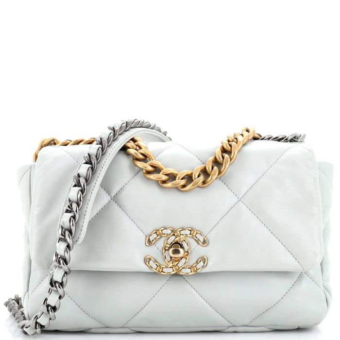 CHANEL Boston Bag Canvas Gray CC Auth bs6078