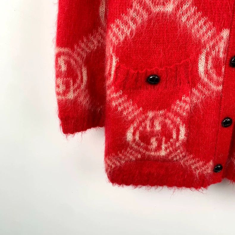 Gucci Gucci Red logo full-printed horsehair round-neck single-br Size L / US 10 / IT 46 - 4 Thumbnail