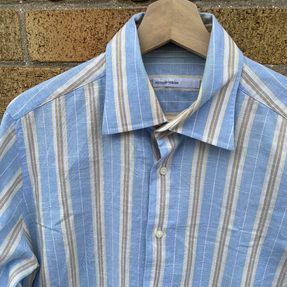 Alexander McQueen × Vintage RARE Alexander McQueen Striped Button Up Dress Shirt Large Size US L / EU 52-54 / 3 - 5 Thumbnail