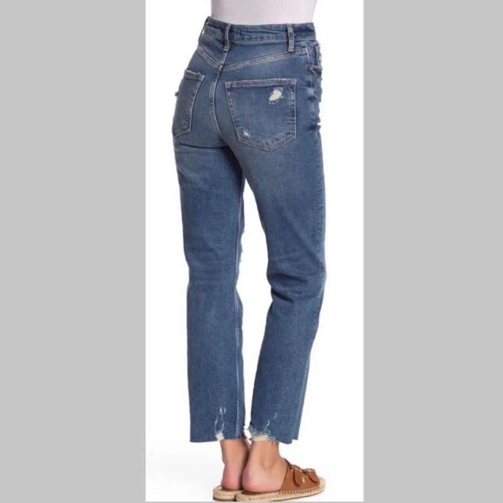 Free People We The Free High Rise Slim Straight Jeans, Intentional Distr Size 26" / US 2 / IT 38 - 2 Thumbnail