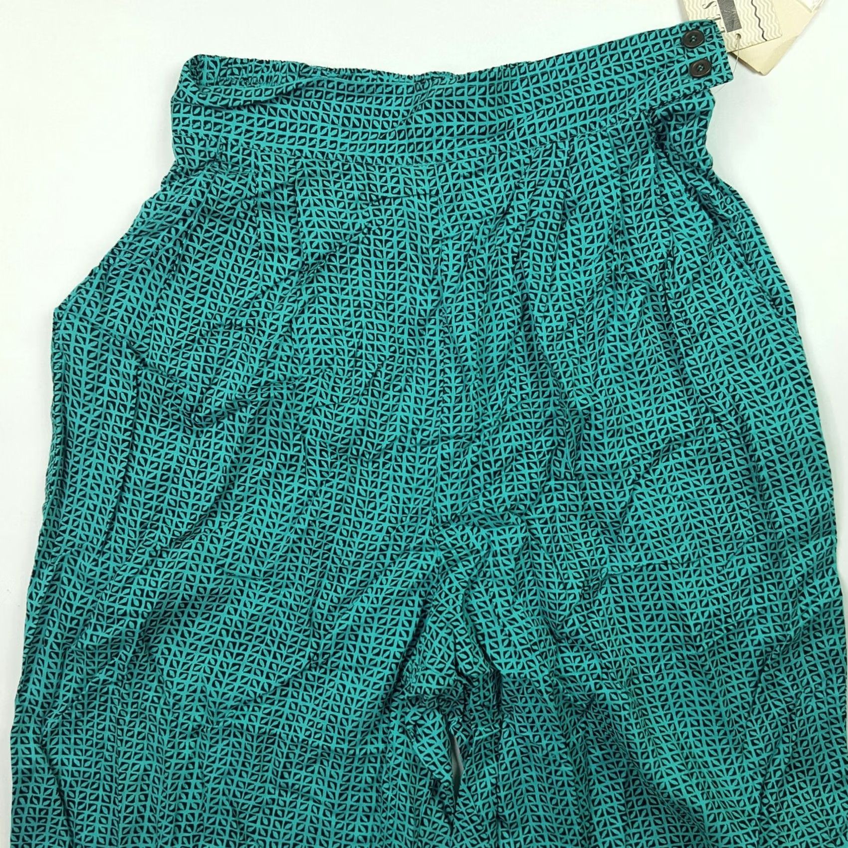 Vintage VINTAGE Leslie Fay 80s Teal Geometric Pants Womens 25x28 Relaxed Tapered Pockets Blue Size 6 Mens Womens Girls Boys Size 28" / US 6 / IT 42 - 3 Thumbnail