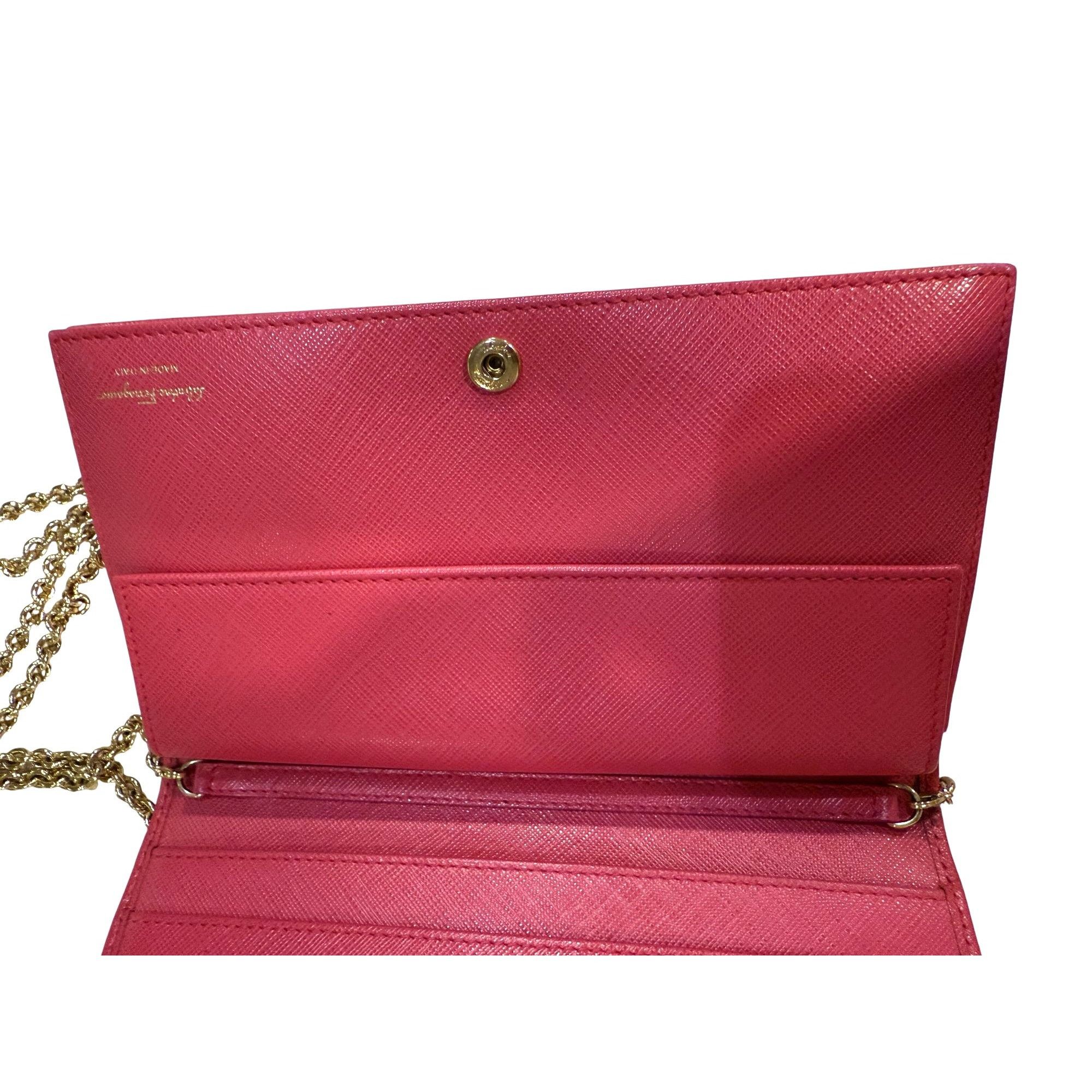 Salvatore Ferragamo Salvatore Ferragamo Pink Leather Chain Strap Clutch With Gol Size ONE SIZE - 6 Thumbnail