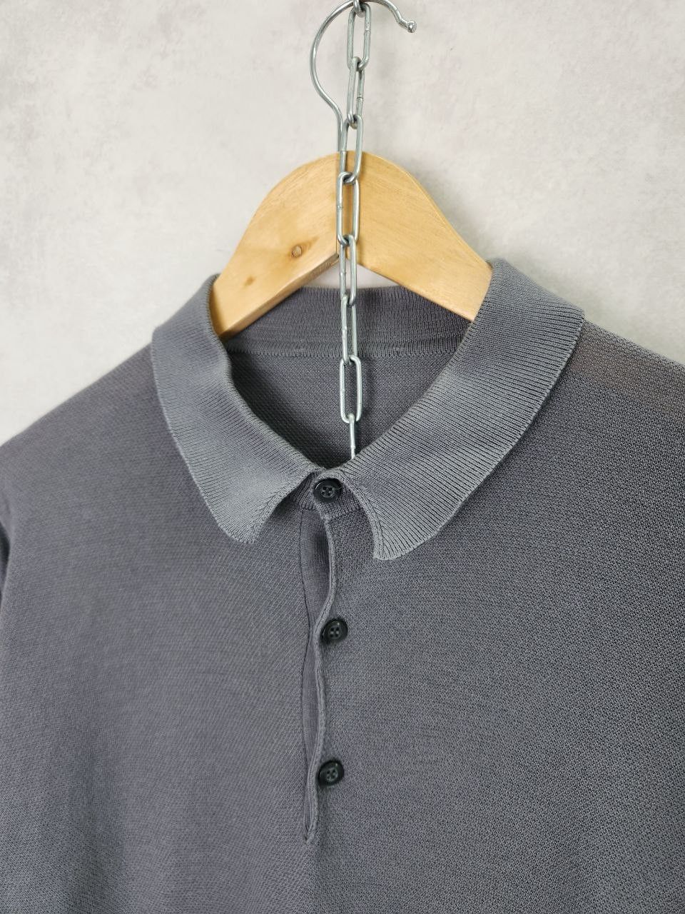John Smedley John Smedley Made in England Ash Grey Cotton Polo Sweater Size US L / EU 52-54 / 3 - 4 Thumbnail
