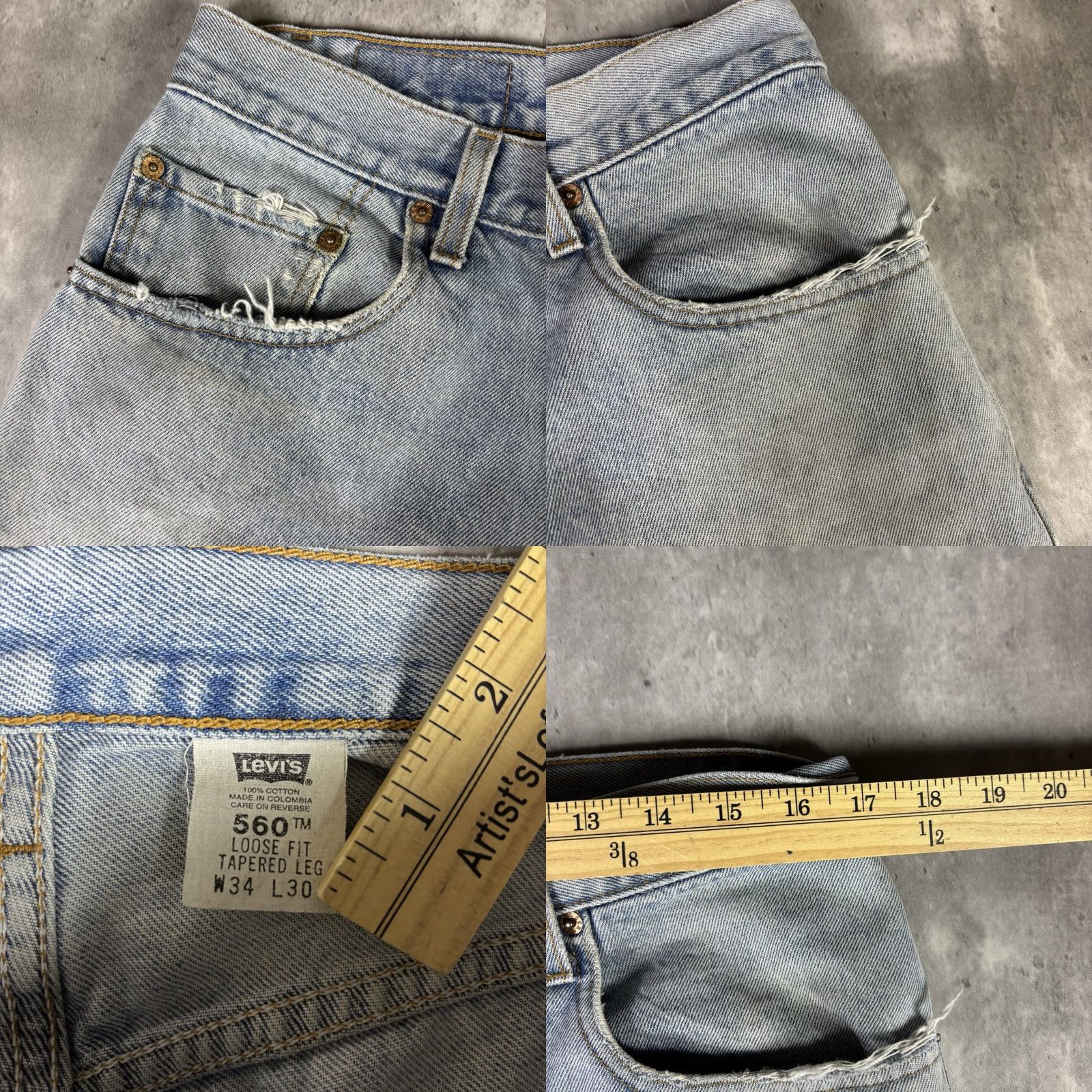 Levi's VINTAGE Levi's 90s Jeans Blue Adult 34x30 Tapered Leg Baggy Light Wash Mens Size US 34 / EU 50 - 9 Thumbnail