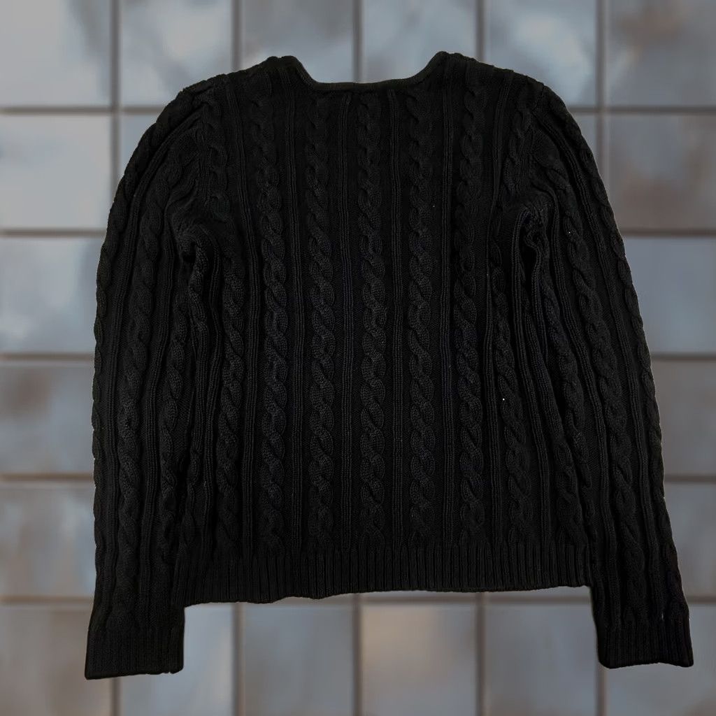 Ralph Lauren VINTAGE Lauren Ralph Lauren Sweater Womens Medium Black Cable Knit V-Neck 90s Size M / US 6-8 / IT 42-44 - 1 Thumbnail