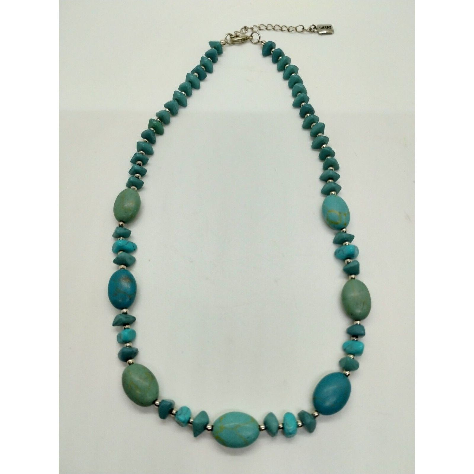 Chaps Chaps Silver Tone Faux Turquoise Colored Beads Necklace Size ONE SIZE - 1 Thumbnail