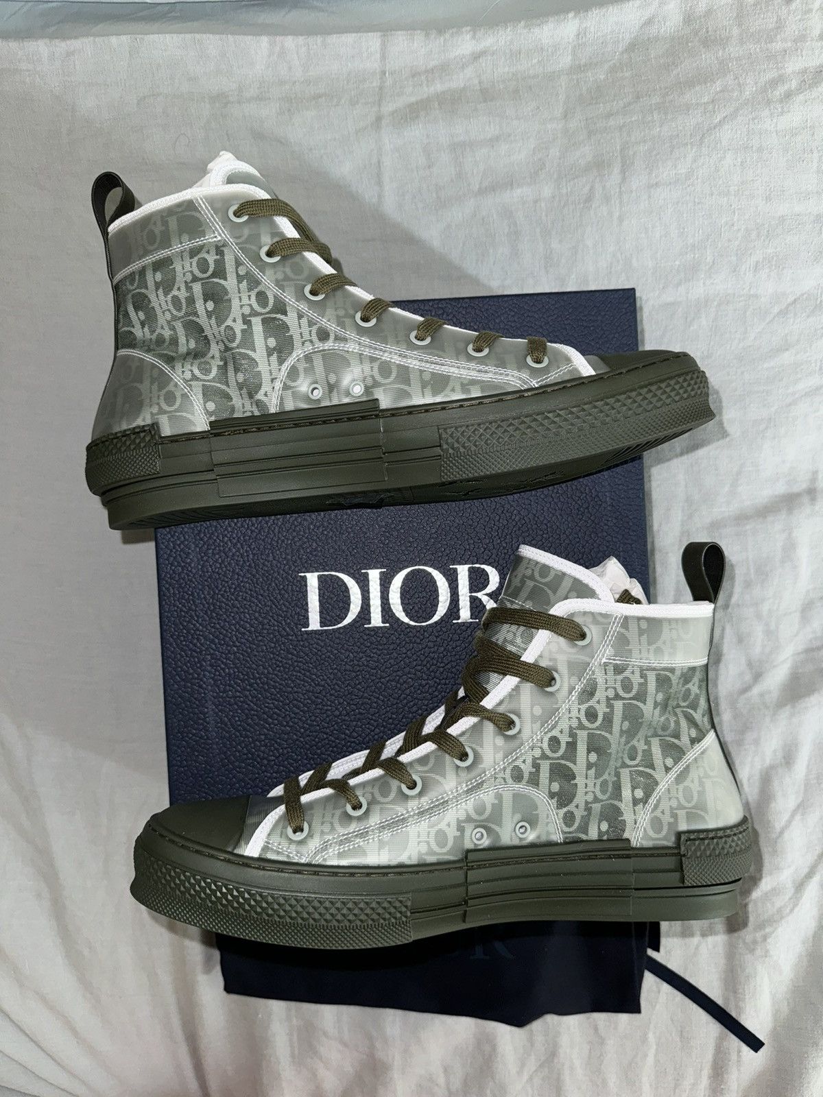 Dior RARE Dead stock! Dior B23 High Oblique - Olive - US12/EU45 Size US 12 / EU 45 - 2 Thumbnail