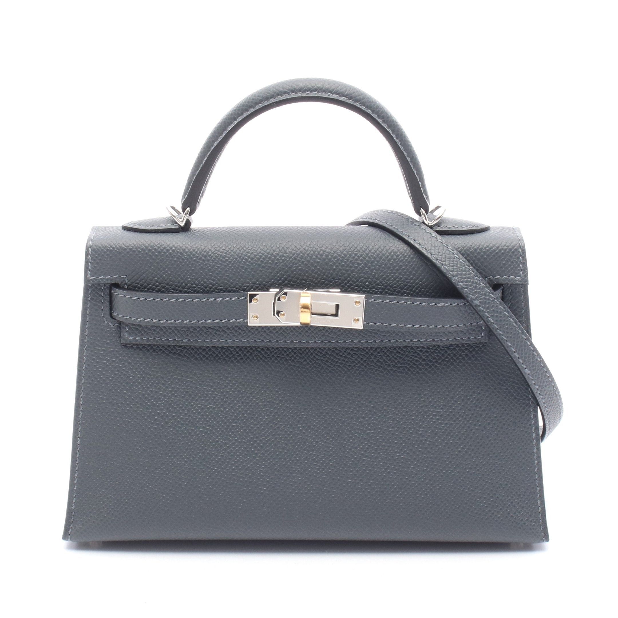 Hermes Hermes Mini Kelly 2 Grimist Handbag Veau Epsom Gray Electrum Fittings Double Engraved Size ONE SIZE - 1 Thumbnail