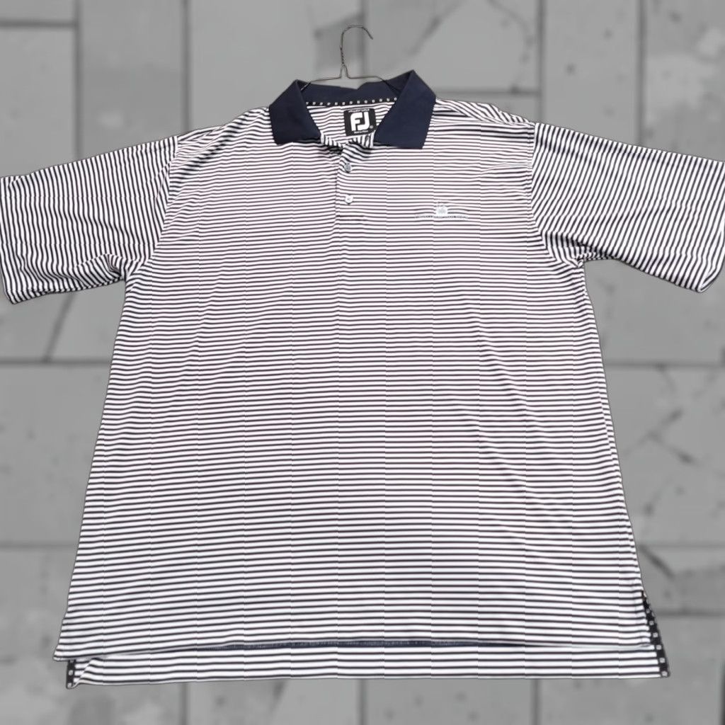 Footjoy FootJoy Polo Shirt L Blue Striped Performance Heritage Shores Embroidered Shirt Men Polo Short Sleeve Collared Golf Size US L / EU 52-54 / 3 - 1 Thumbnail