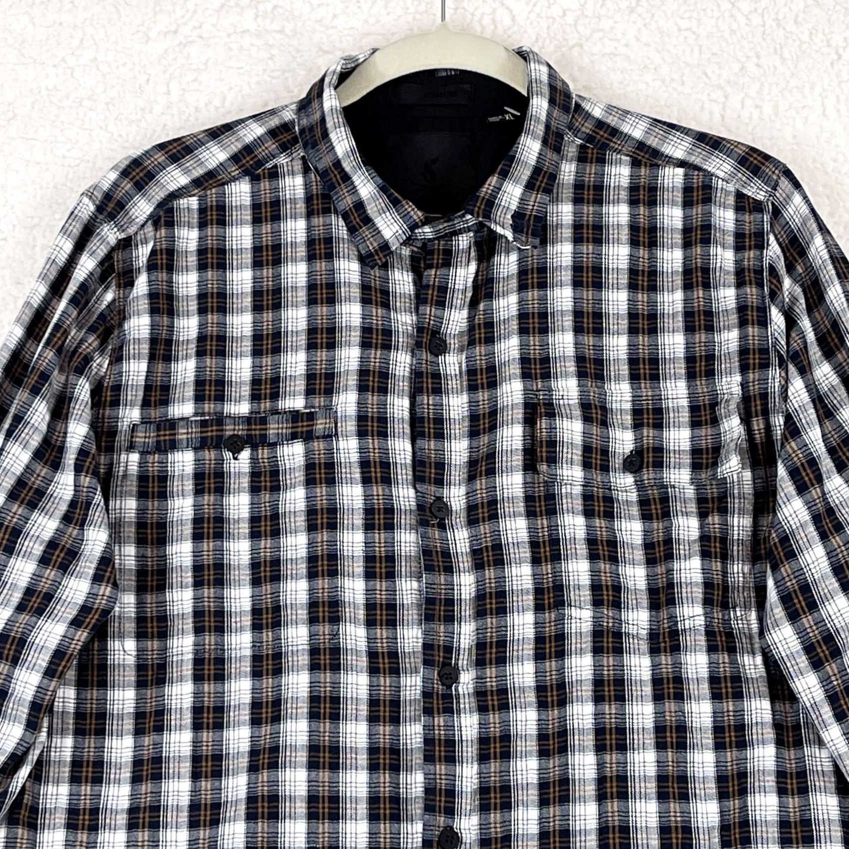 Vintage Comune Blue Plaid Button-Up Shirt Mens XL Long Sleeve 100% Cotton Casual Shirt Size US XL / EU 56 / 4 - 3 Thumbnail