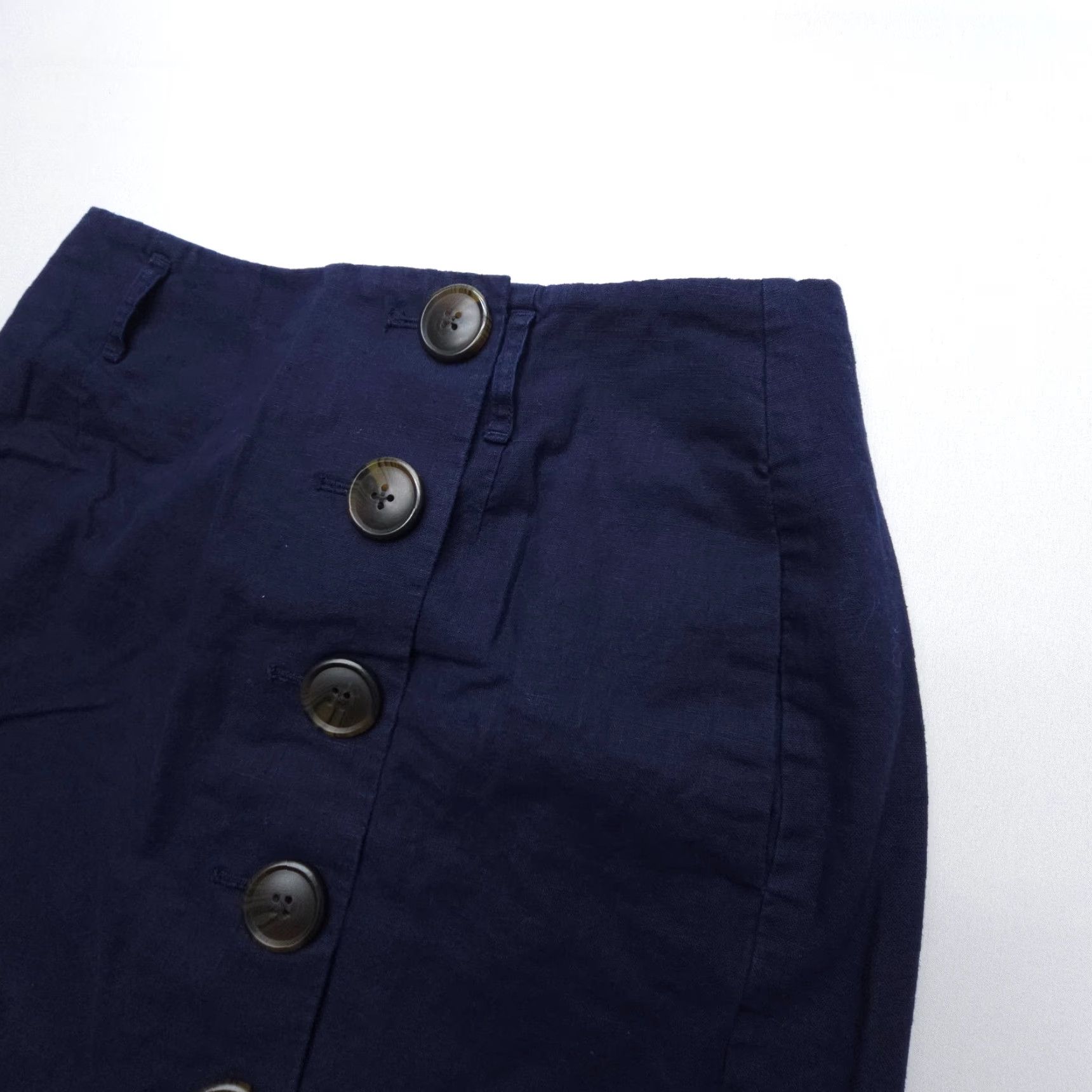 Boden Boden Blue Linen Cotton Button Front Skirt Womens 6 Short Casual Preppy Size 28" / US 6 / IT 42 - 3 Thumbnail