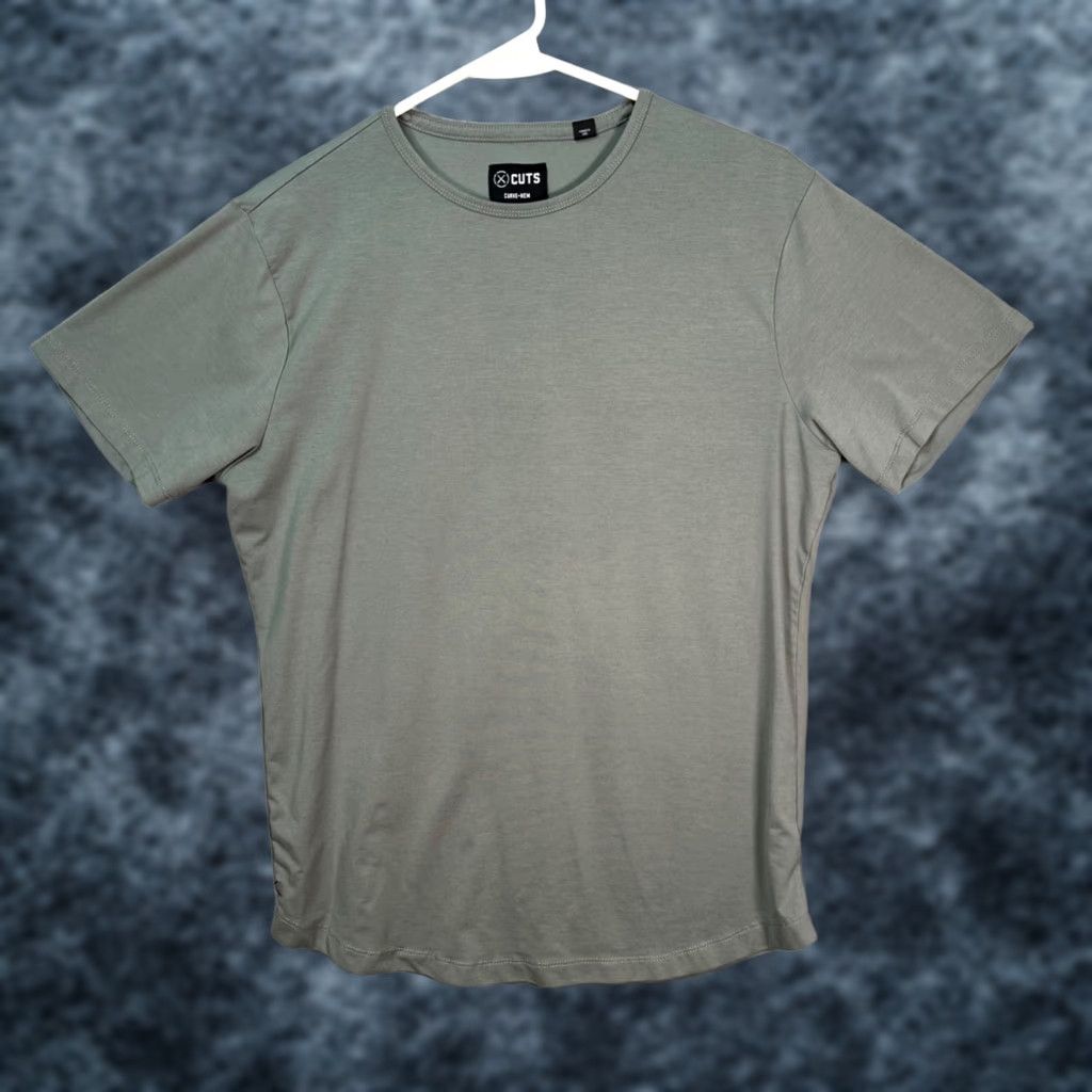Cuts Cuts Mens T-Shirt Short Sleeve Crew Neck Sage Green Athletic Cotton Medium Size US M / EU 48-50 / 2 - 1 Thumbnail