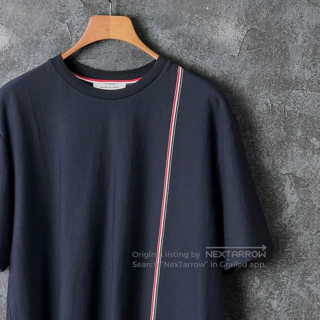 Thom Browne THOM BROWNE Navy Stripe Cotton Tee. Size US M / EU 48-50 / 2 - 3 Thumbnail
