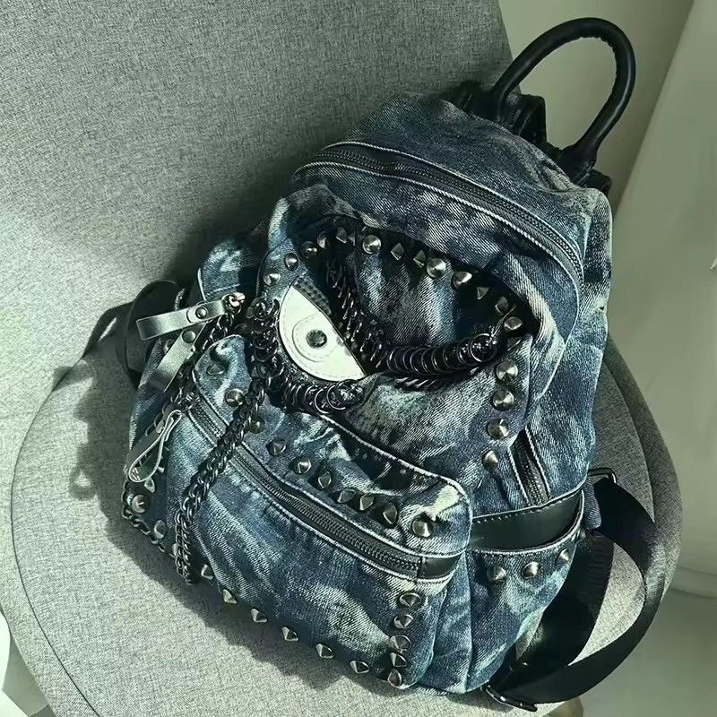 Other Punk Streetwear Rivet Capacity Canvas Eye Backpack Bag Size ONE SIZE - 1 Thumbnail