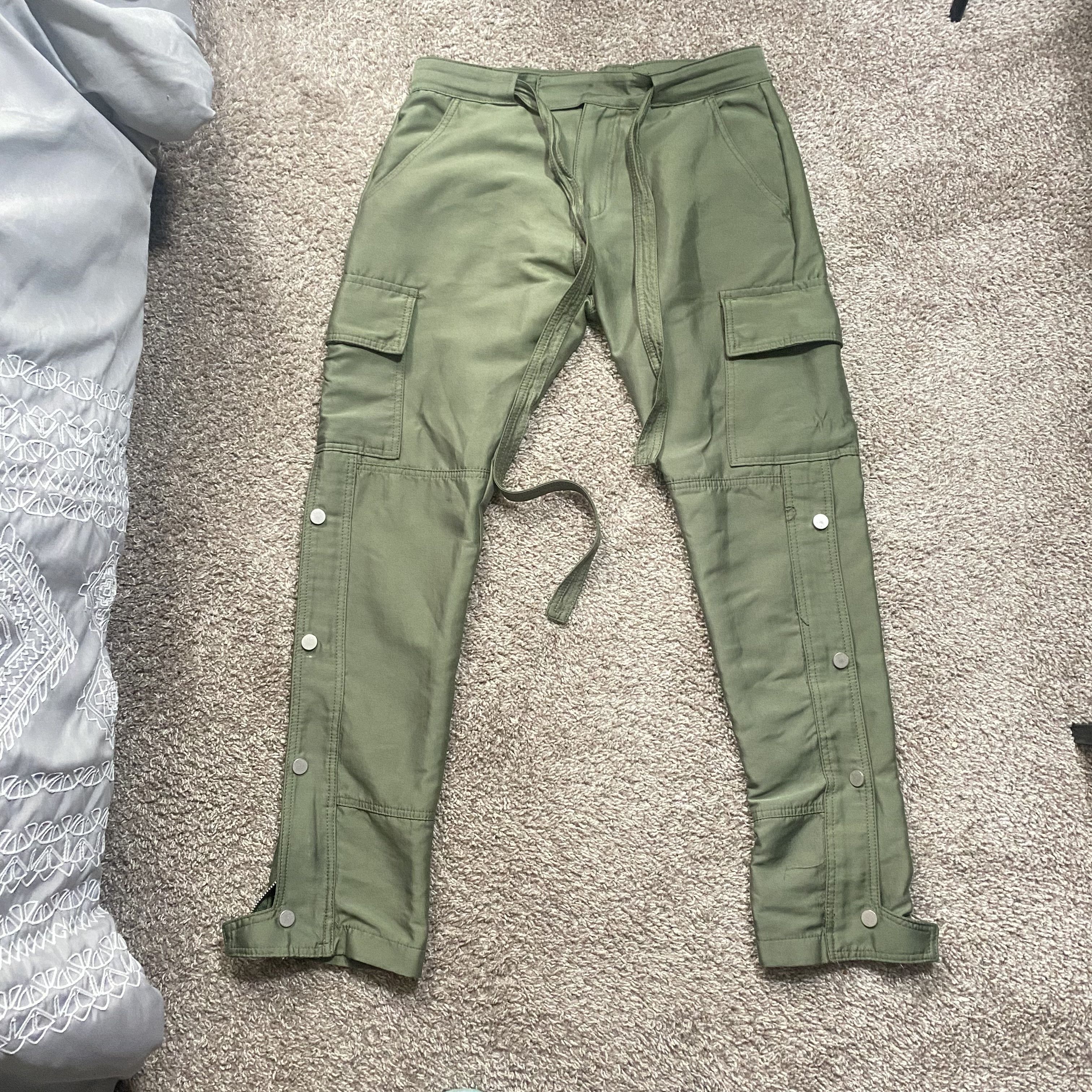 image of Green Cargo Pants in Satin Green, Men's (Size 32)