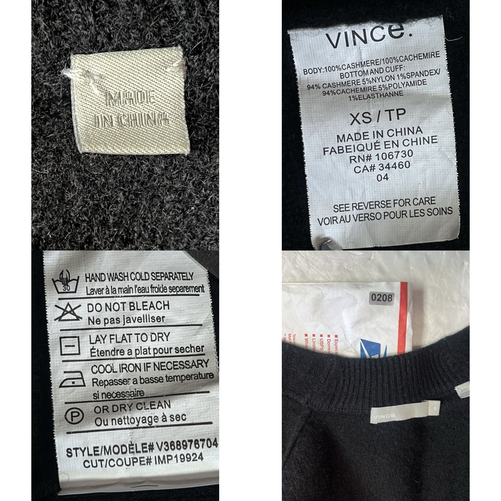 Vince Vince Open Front Cardigan Cashmere Black Long Sleeve XS / TP Womens Sweater Cardigan Open Pockets Size XS / US 0-2 / IT 36-38 - 9 Thumbnail