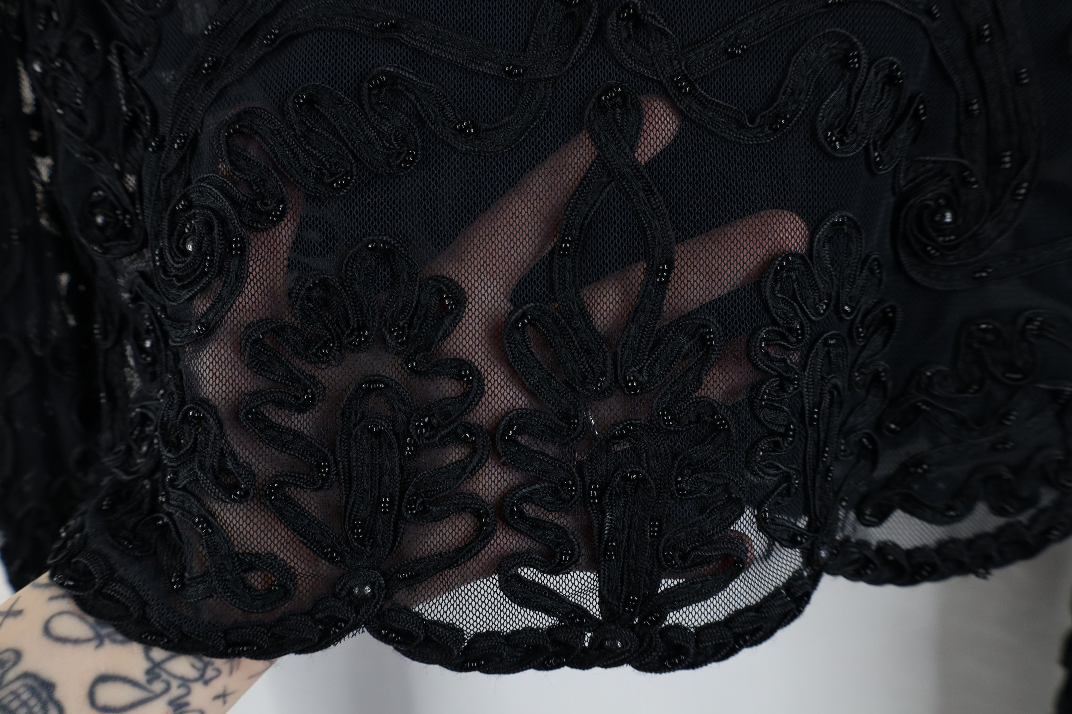 Vintage Vintage 90s Cache Sheer Lace Button Cardigan Sweater Black Size L / US 10 / IT 46 - 11 Thumbnail