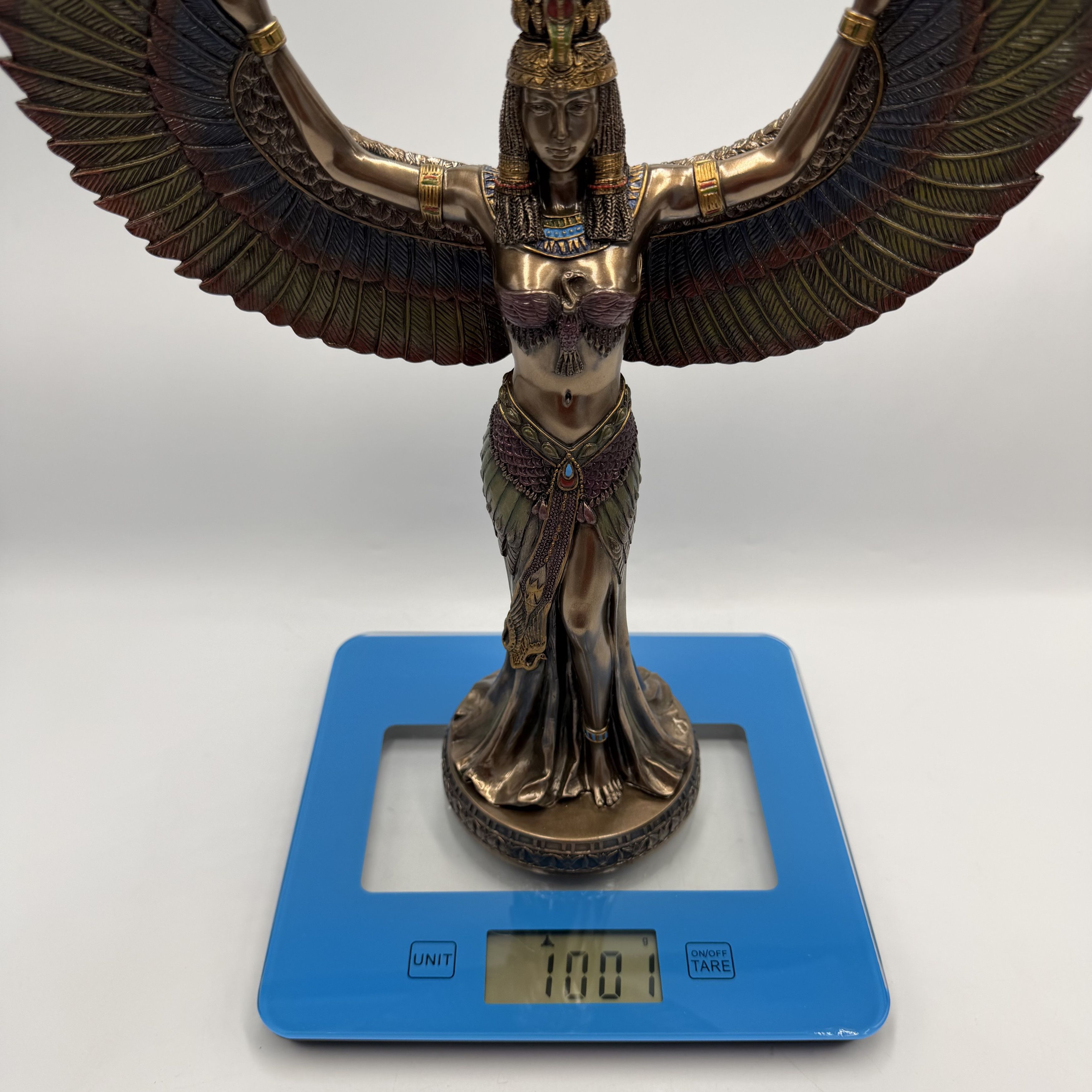 Vintage Isis Goddess Statue Bronze Finish Egyptian Winged Figurine Size ONE SIZE - 2 Thumbnail