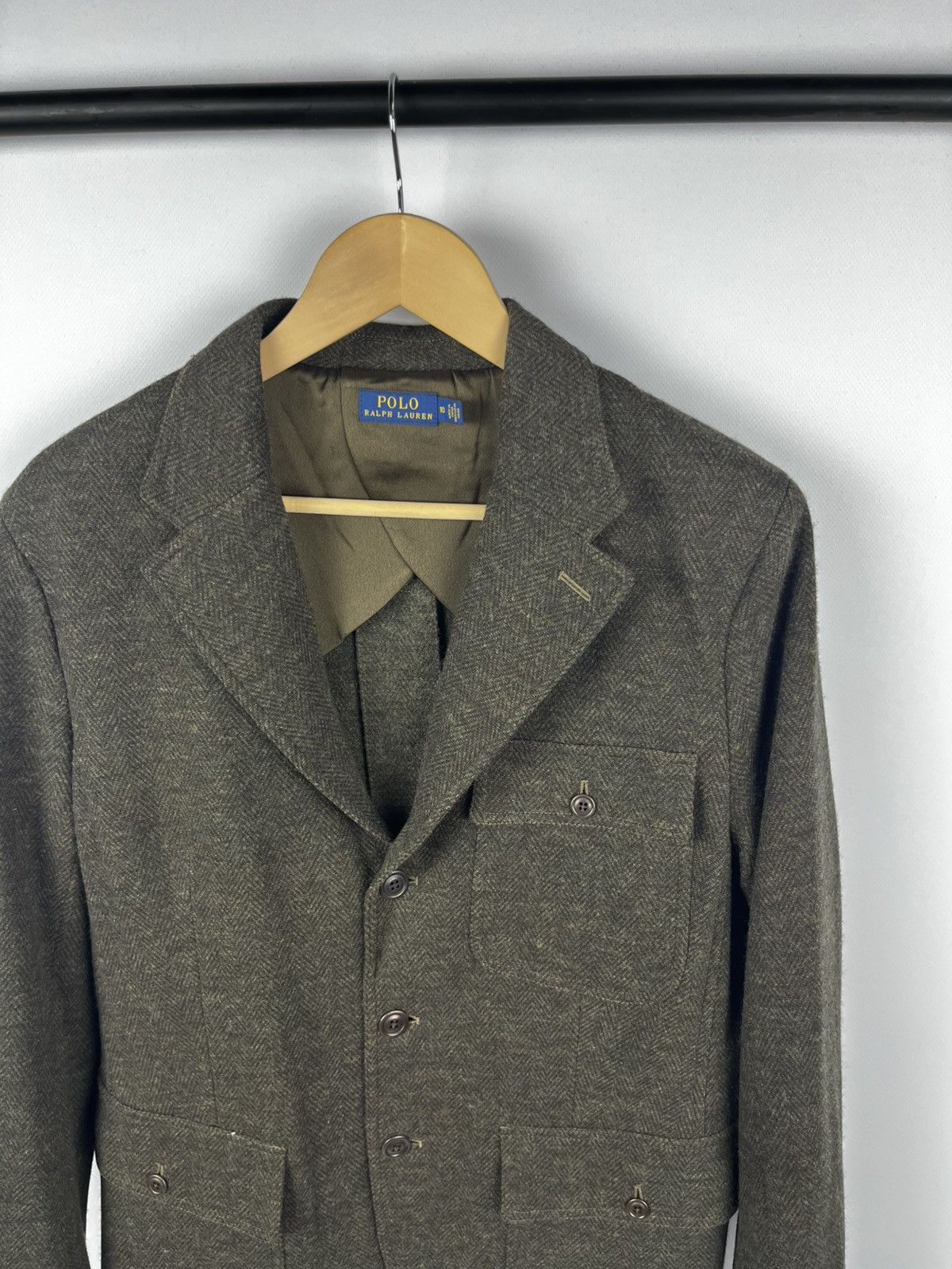 Polo Ralph Lauren Polo Ralph Lauren 10 Green Herringbone Jacquard Blazer Size L / US 10 / IT 46 - 2 Thumbnail