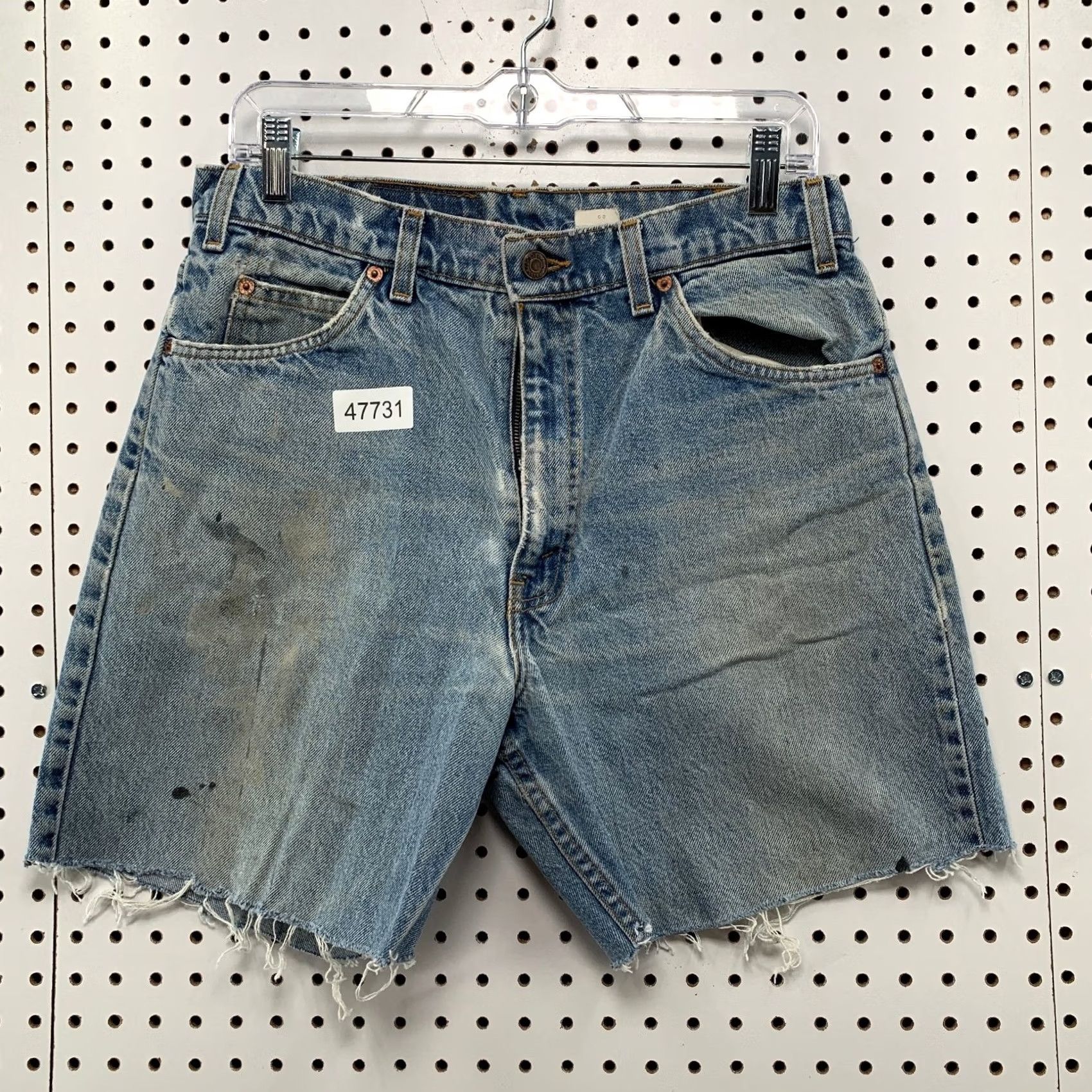 Levi's VINTAGE Levi's 550 Denim Shorts Men 30x7 Tag 34 Blue Orange Tab Cut Off Jean USA Bermuda Shorts Men 34 Blue 90s Mens Size US 34 / EU 50 - 2 Thumbnail