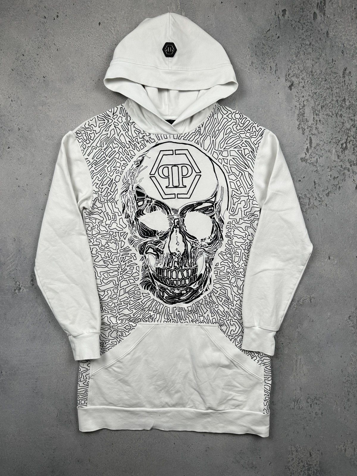 Philipp Plein Philipp Plein Couture White Skull Hoodie Longline Graphic Size US S / EU 44-46 / 1 - 1 Thumbnail