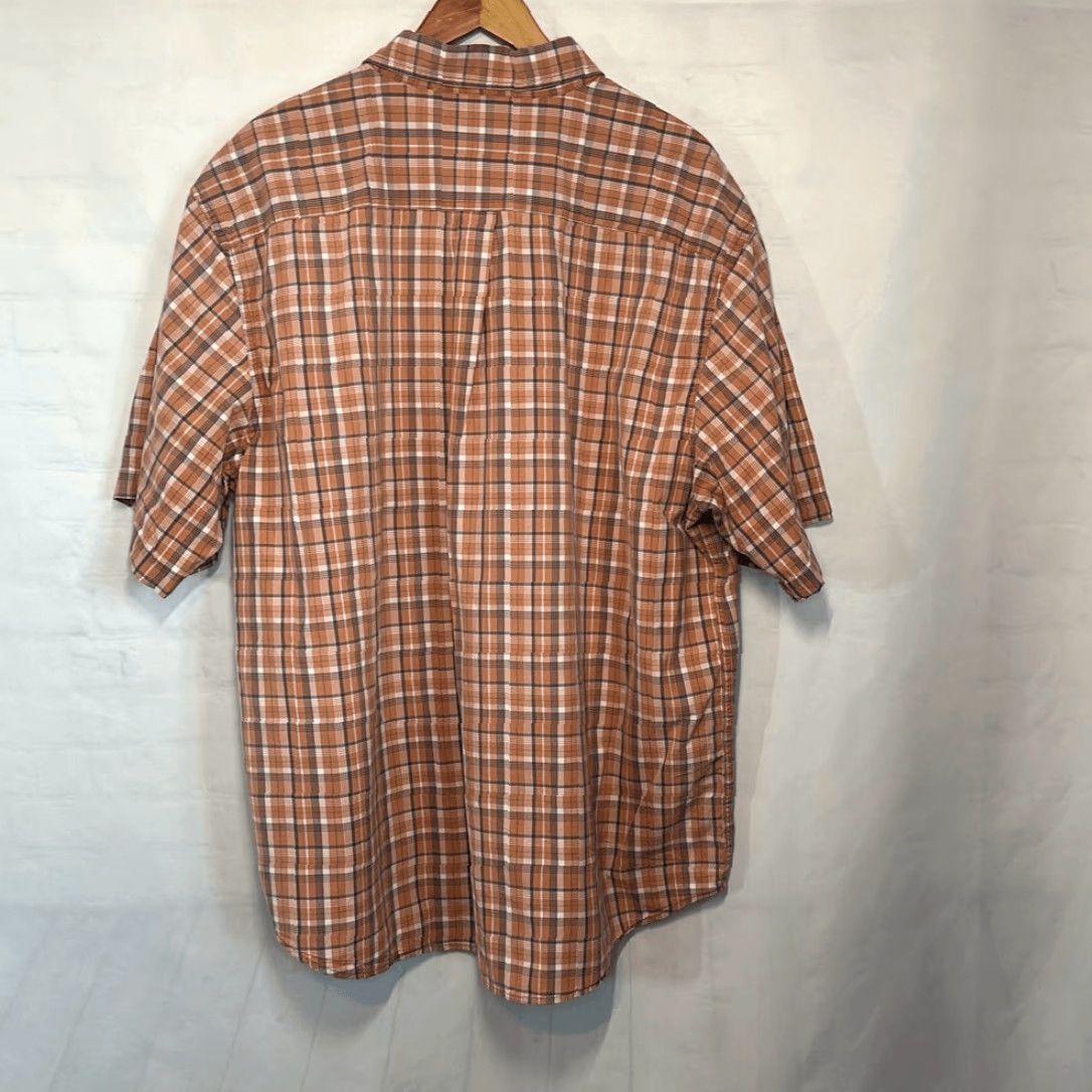 Carhartt Carhartt Mens Orange Gray Plaid Short Sleeve Button Up Shirt 2XL Cotton Multicolor Mens Shirts Size US XXL / EU 58 / 5 - 4 Thumbnail