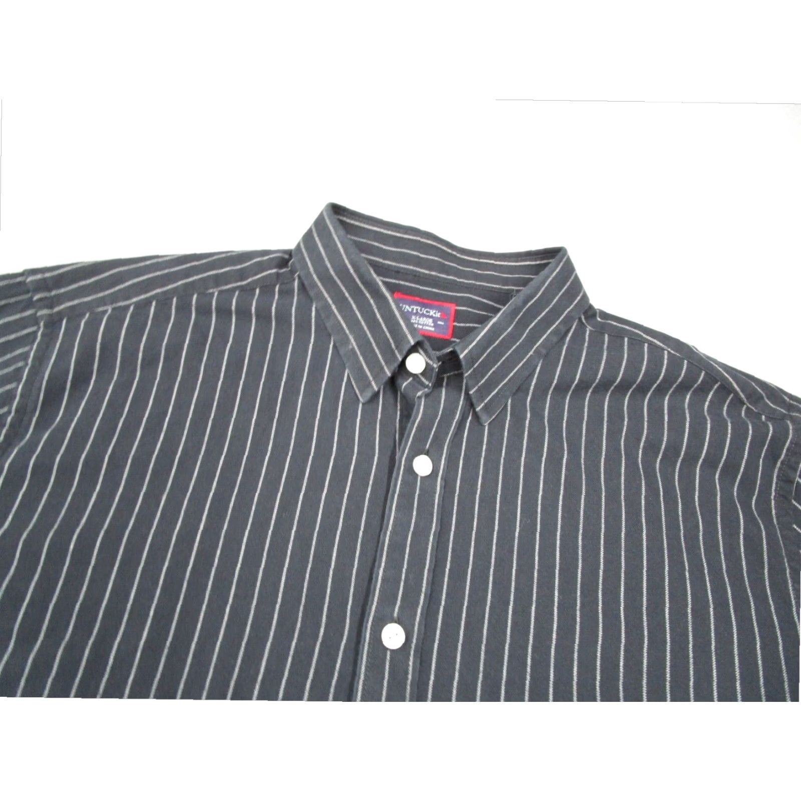 UNTUCKit UNTUCKit Mens XL Black Pinstriped Long Sleeve Button Up Cotton Shirt Size US XL / EU 56 / 4 - 2 Thumbnail