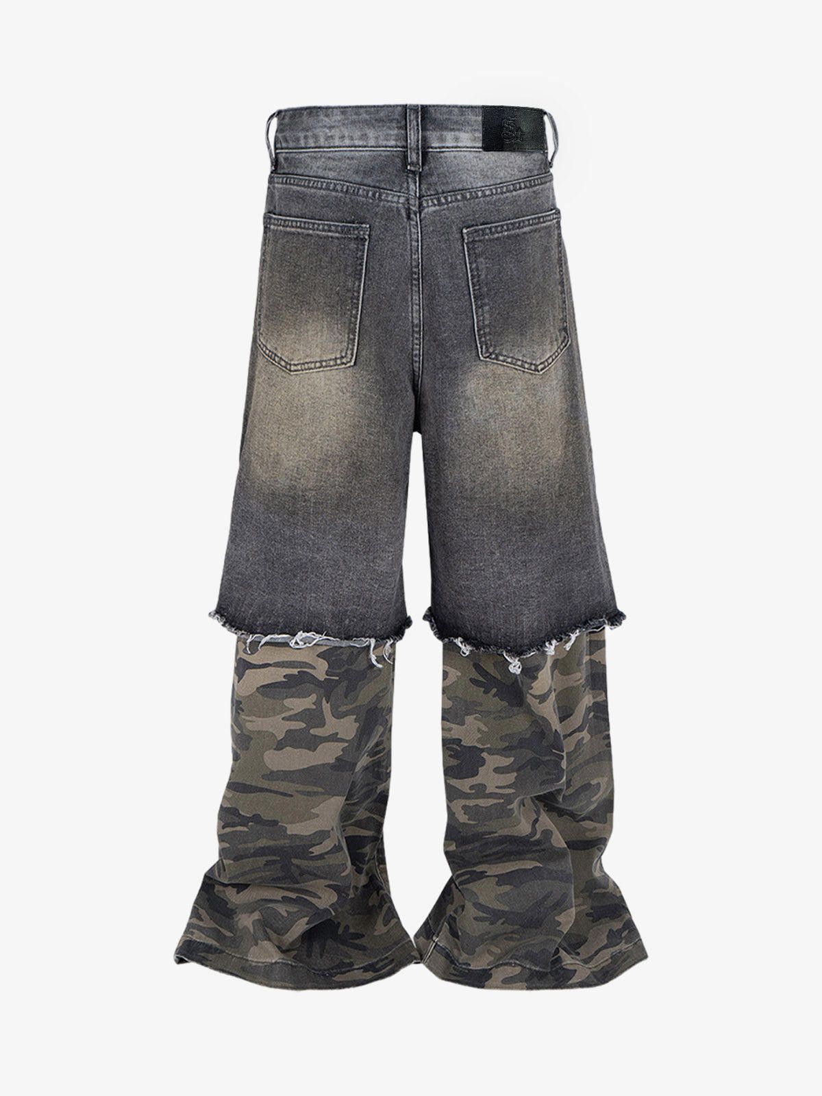 Jean Camouflage Patchwork Flared Wide-leg Ripped Jeans Size US 32 / EU 48 - 2 Thumbnail