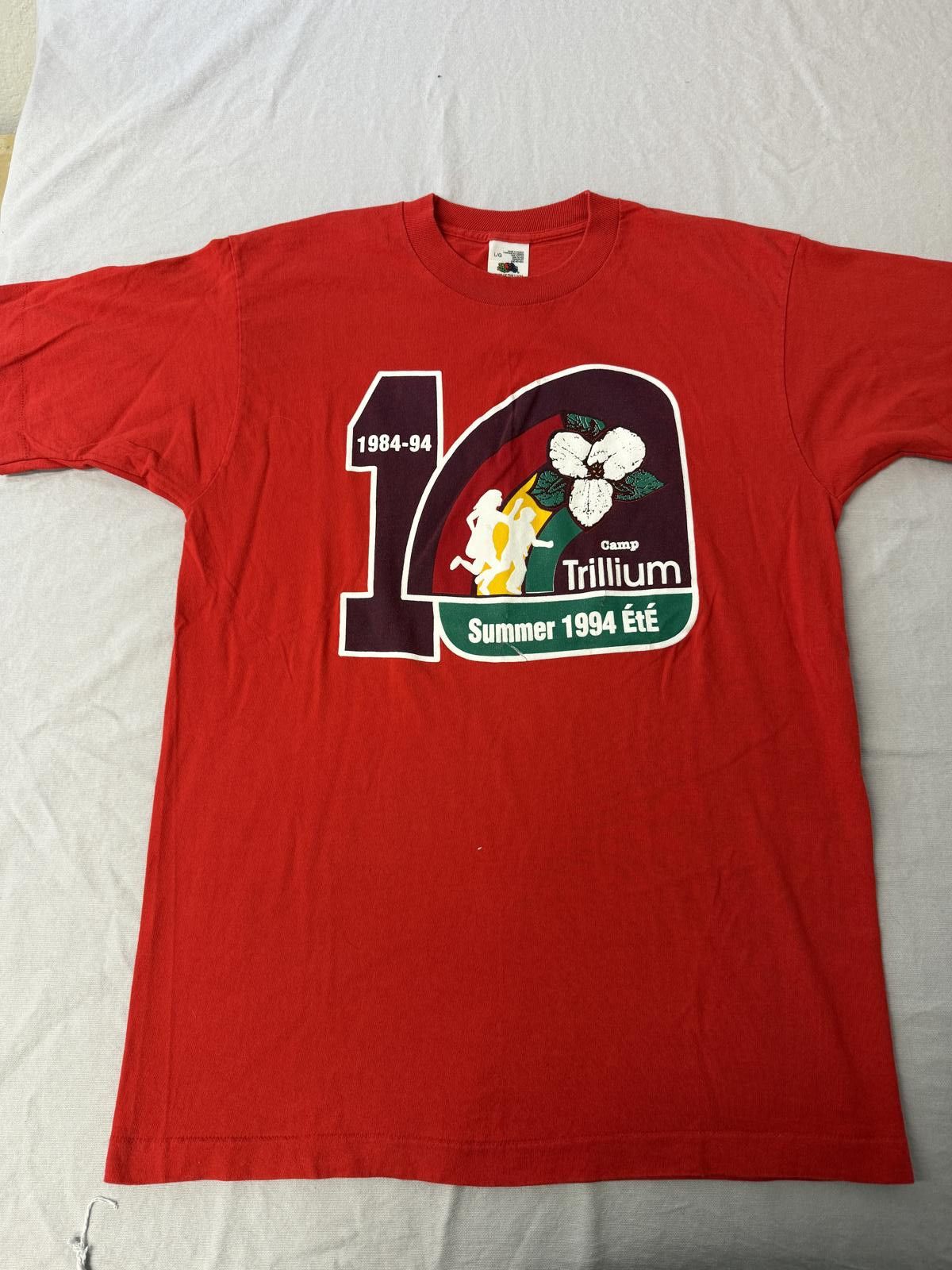 Fruit Of The Loom VTG Camp Trillium T-shirt Summer 1994 Cancer - L Size US L / EU 52-54 / 3 - 1 Thumbnail