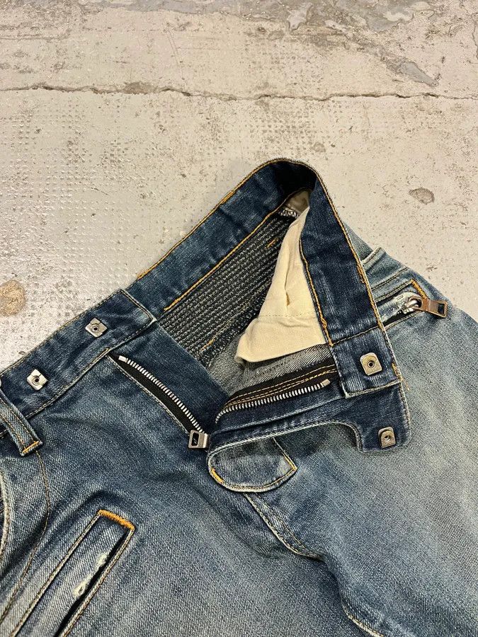 Balmain 2010s Balmain Blue Biker Denim Jeans Size US 30 / EU 46 - 10 Thumbnail