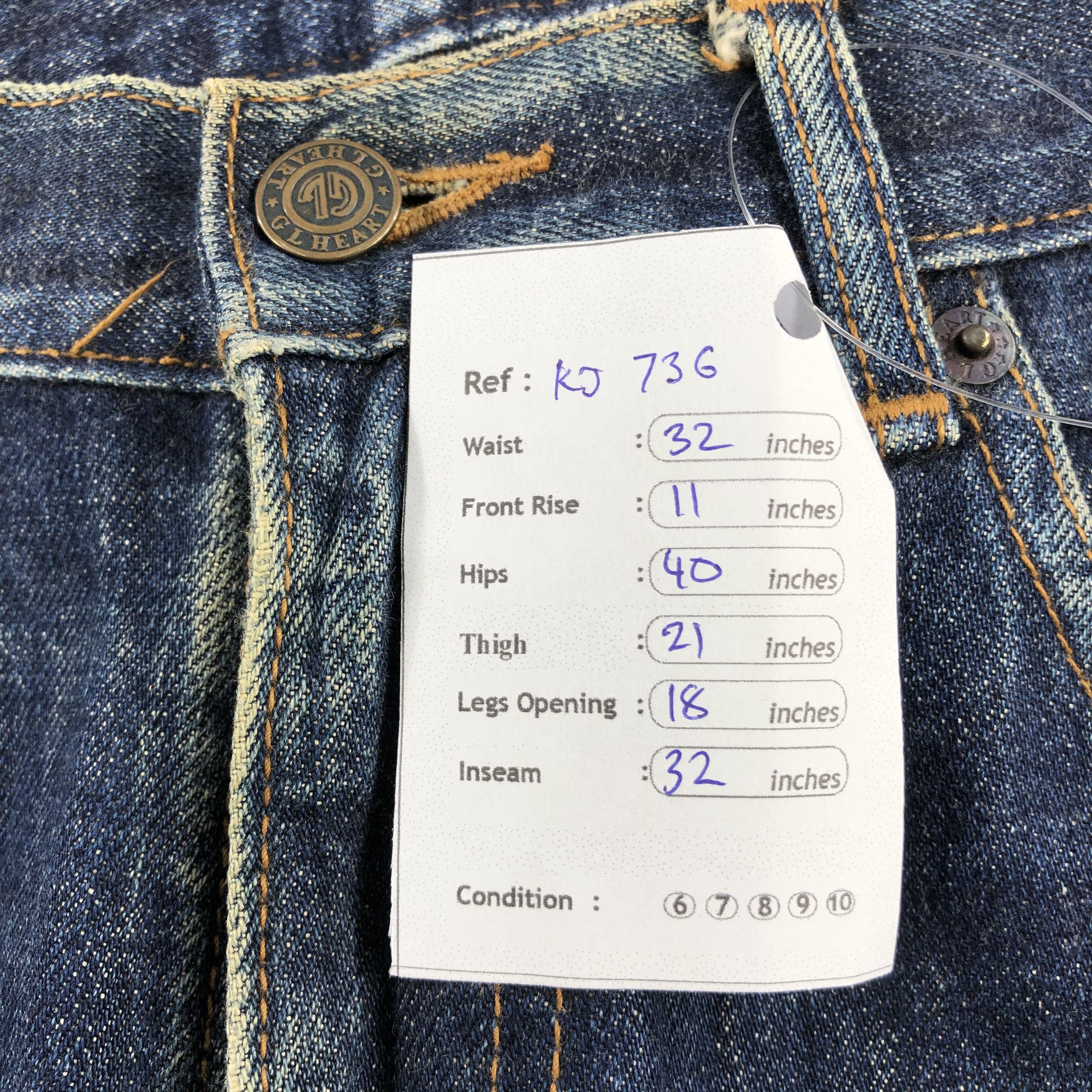 Japanese Brand Vintage GL Heart Jeans Rusty Wash Denim KJ736 Size US 32 / EU 48 - 12 Thumbnail