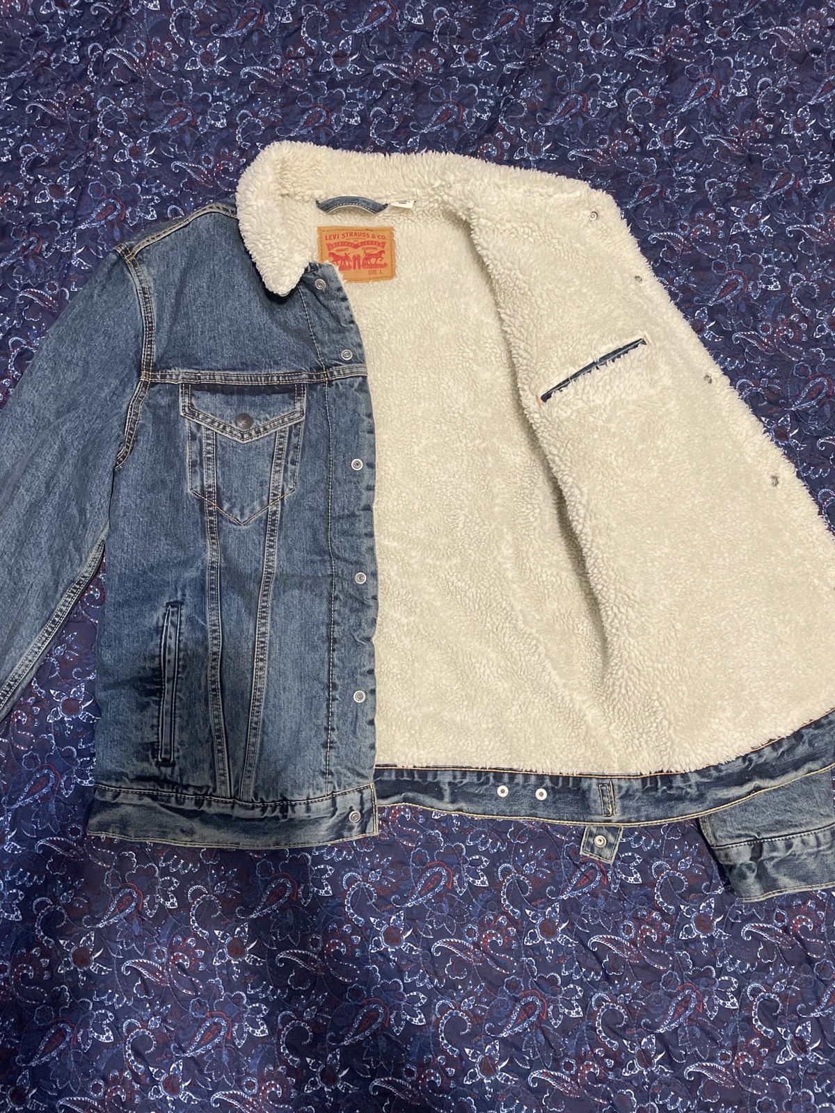 Levi's Levis Sherpa Lined Denim Jacket Size US L / EU 52-54 / 3 - 3 Thumbnail