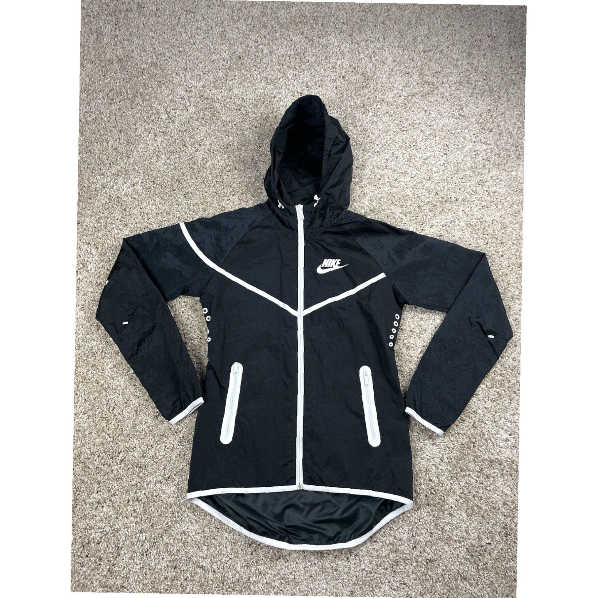 Nike Nike Black Long Sleeve Full Zip Hooded Windbreaker Shield Built in Tech Aero Grailed