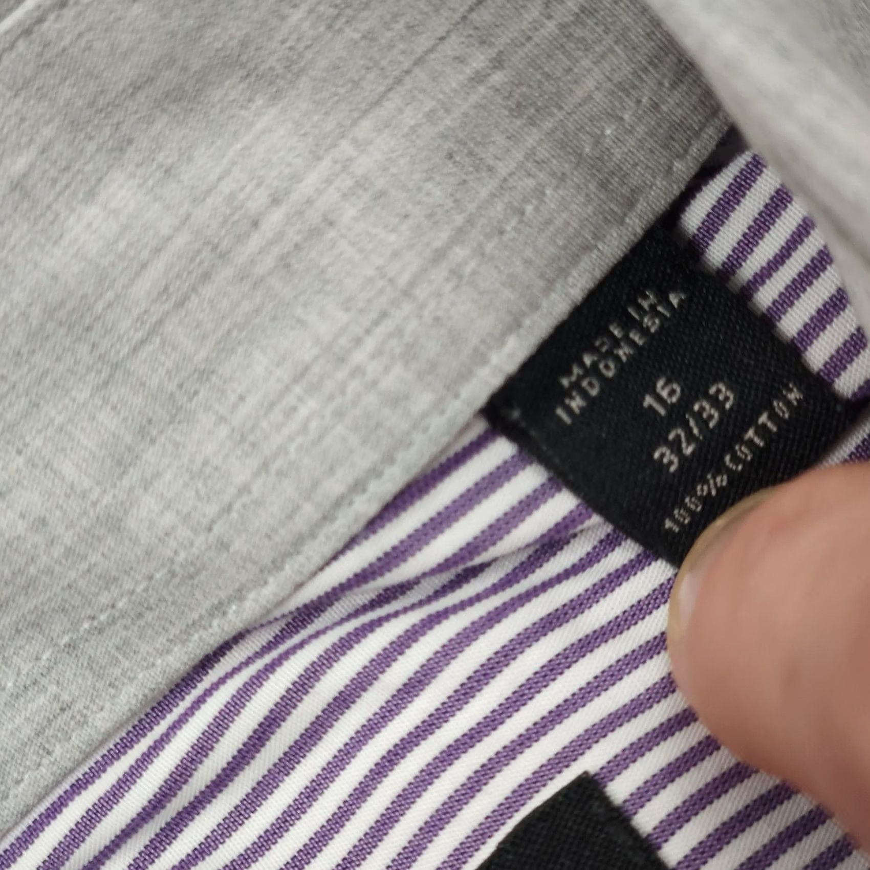 John Varvatos John Varvatos Shirt Dress 16 Slim Fit Purple White Stripe 100% Cotton Mens Size 42R - 3 Thumbnail