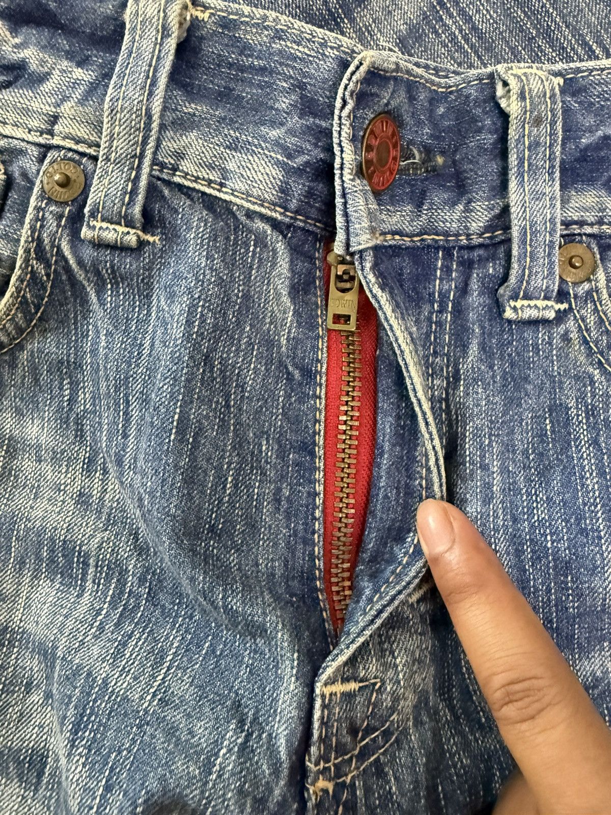 If Six Was Nine Flared Jeans Edwin 503 Blue Trip Clawmark Distressed Sick Size US 31 - 8 Thumbnail