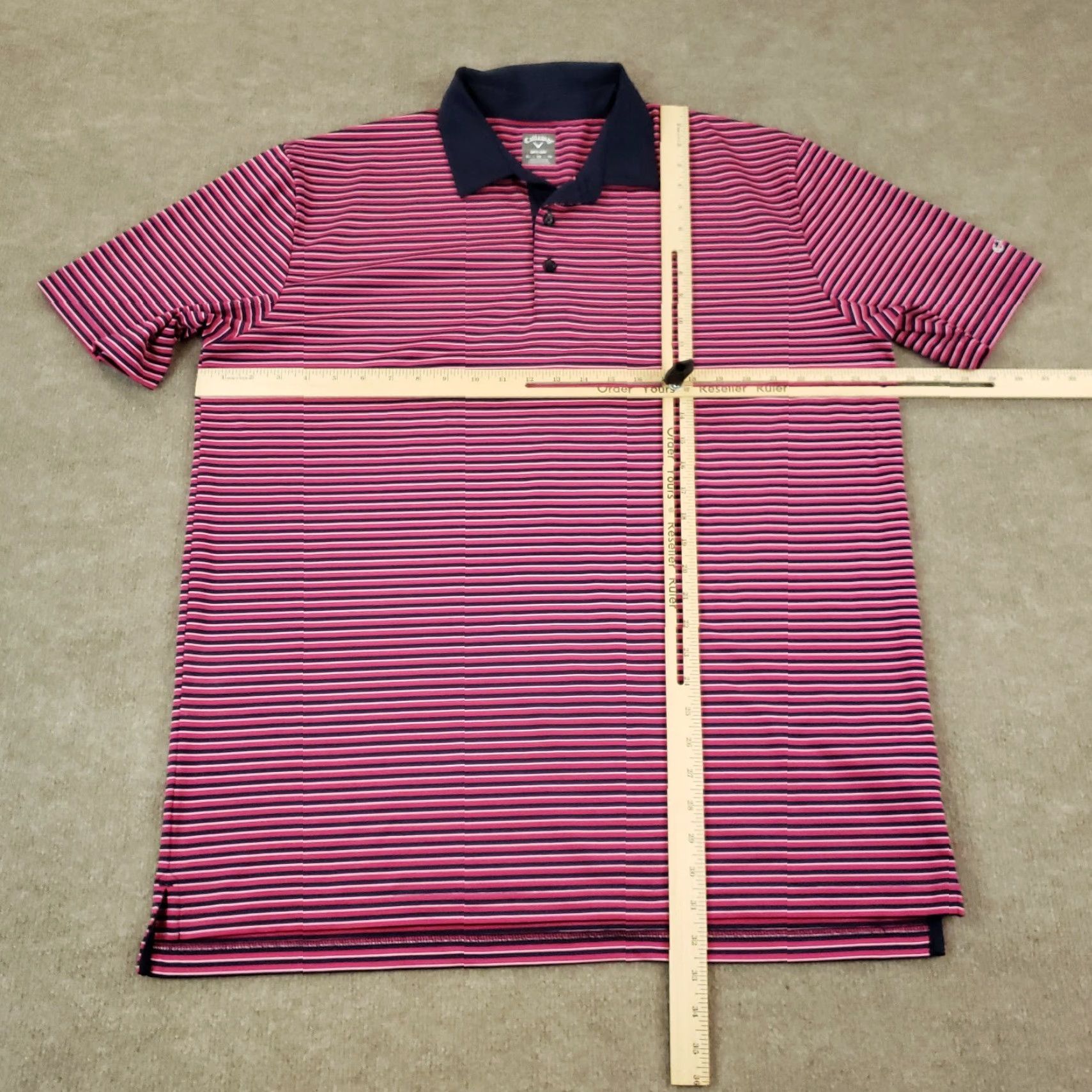 Callaway Callaway Golf Polo Shirt Mens XL Pink Blue Striped Short Sleeve Stretch Size US XL / EU 56 / 4 - 2 Thumbnail