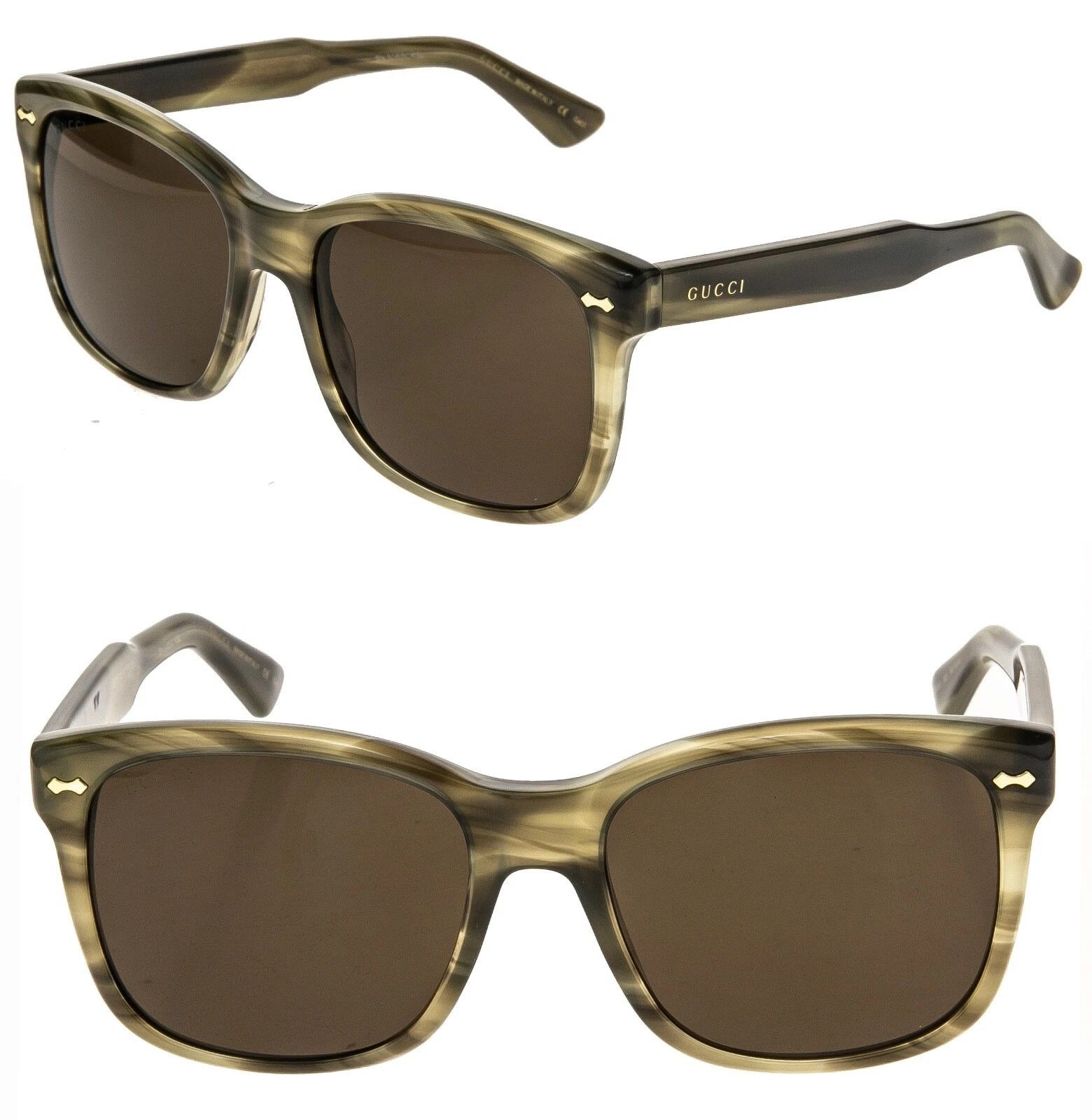 Gucci GUCCI GG0050S 0050 Classic Square Brown Horn Sunglass 003 Size ONE SIZE - 1 Thumbnail